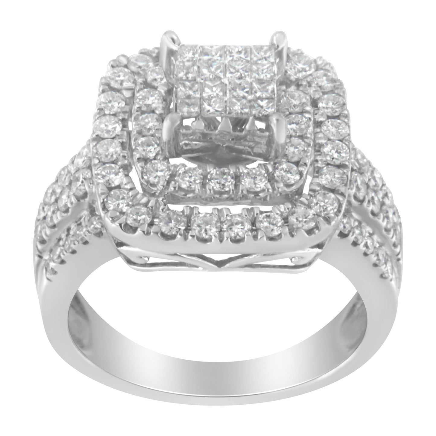 14KT White Gold Diamond Cocktail Ring (1 1/2 cttw H-I Color SI2-I1 Clarity)