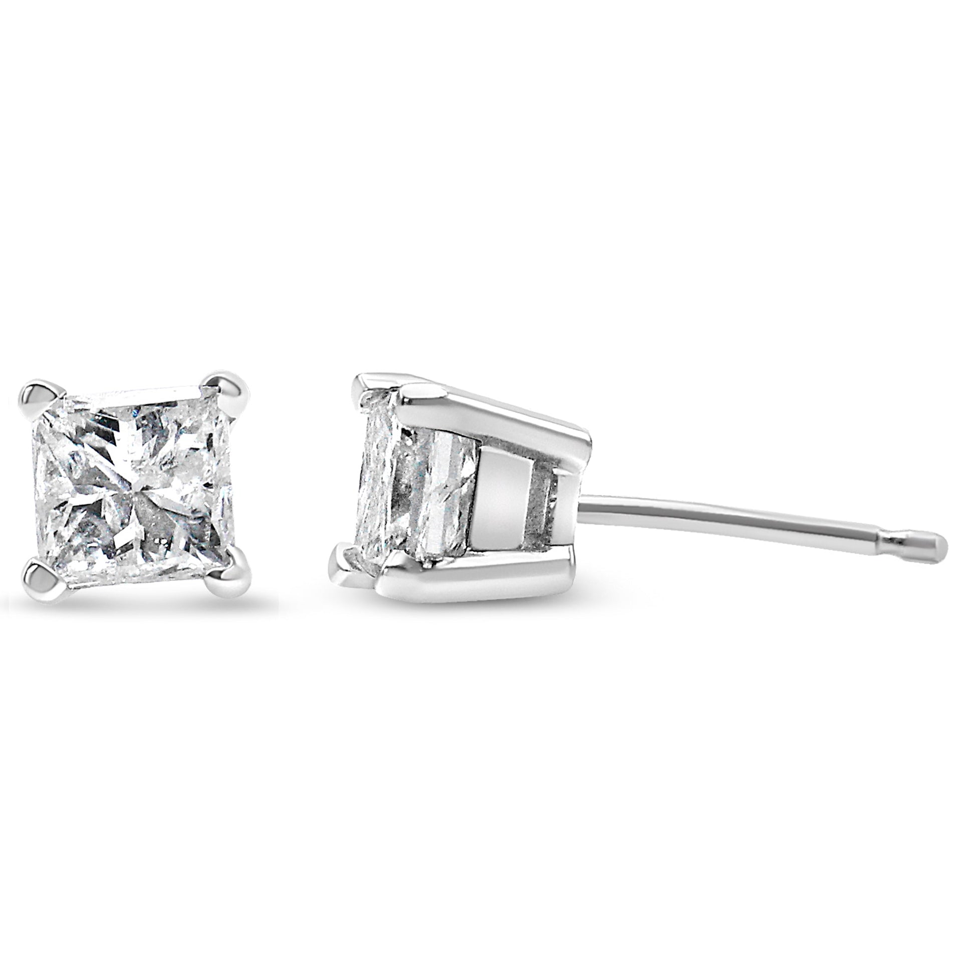 14K White Gold 1/2 Cttw Princess-Cut Square Near Colorless Diamond Classic