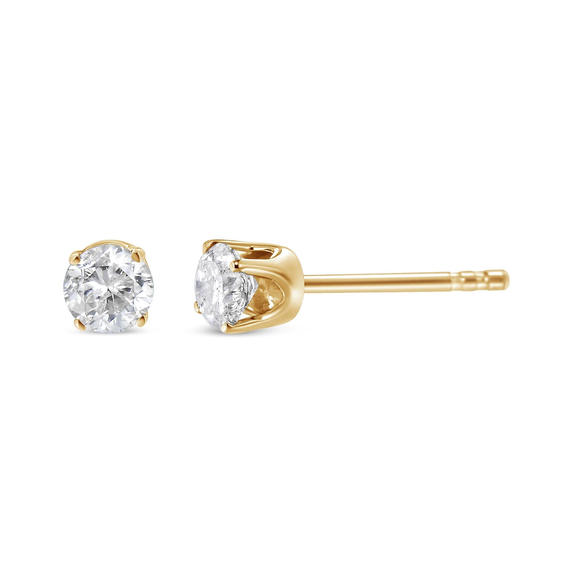 14K Yellow Gold 1/2 Cttw Round-Cut Diamond Solitaire Stud Earrings (O-P Color