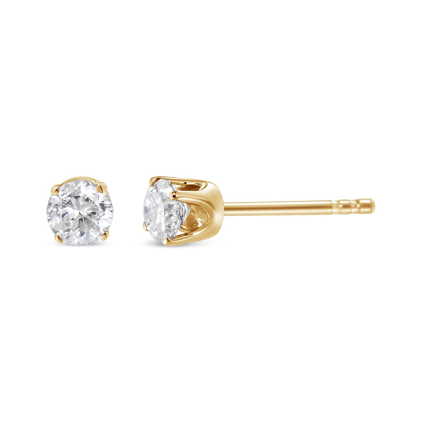 14K Yellow Gold 1/3 Cttw Round Brilliant-Cut Diamond Classic 4-Prong Stud Earrings (L-M Color, I1-I2 Clarity)