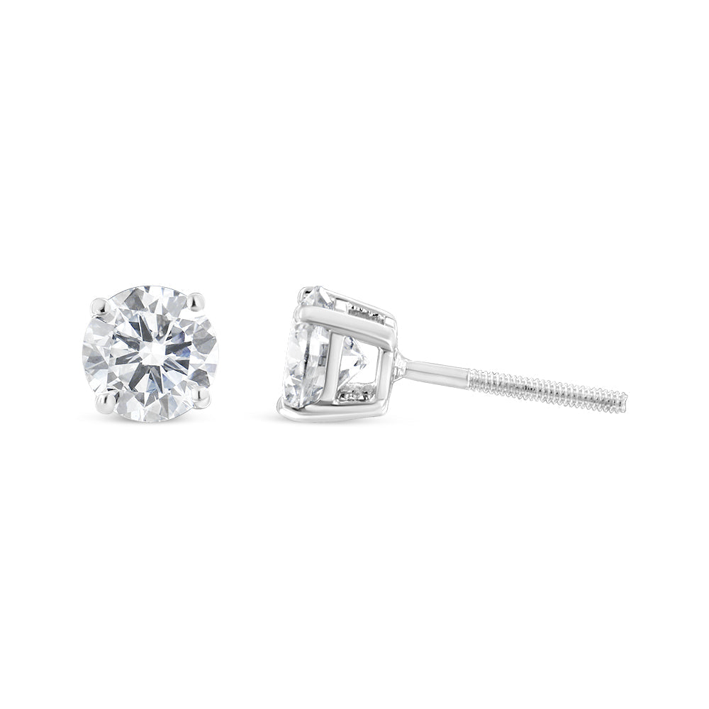 14K White Gold 1-1/2 Cttw Round Brilliant-Cut Diamond Classic 4-Prong Stud