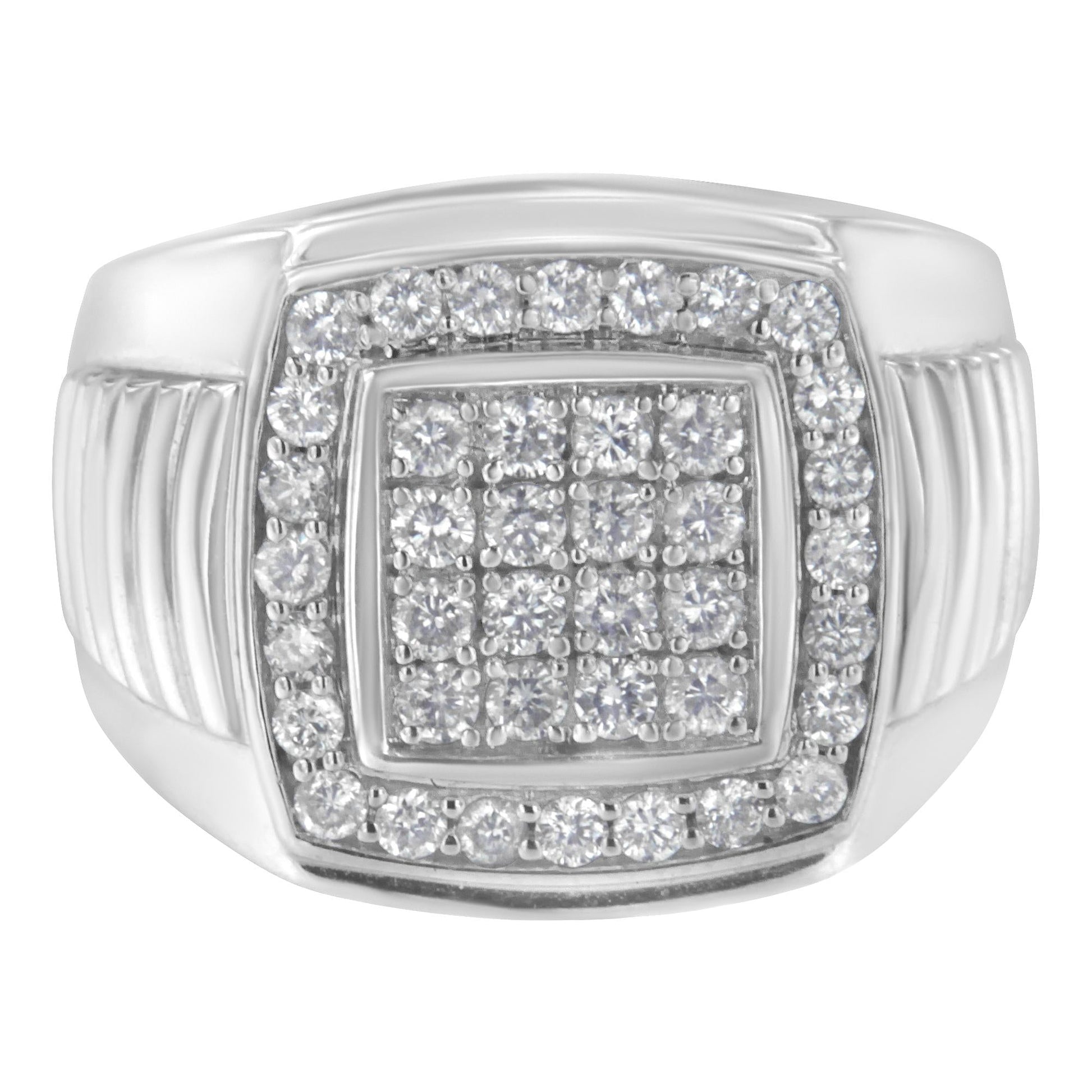 14K White Gold Men’s Diamond Squared Band Ring (1 cttw H-I Color SI2-I1