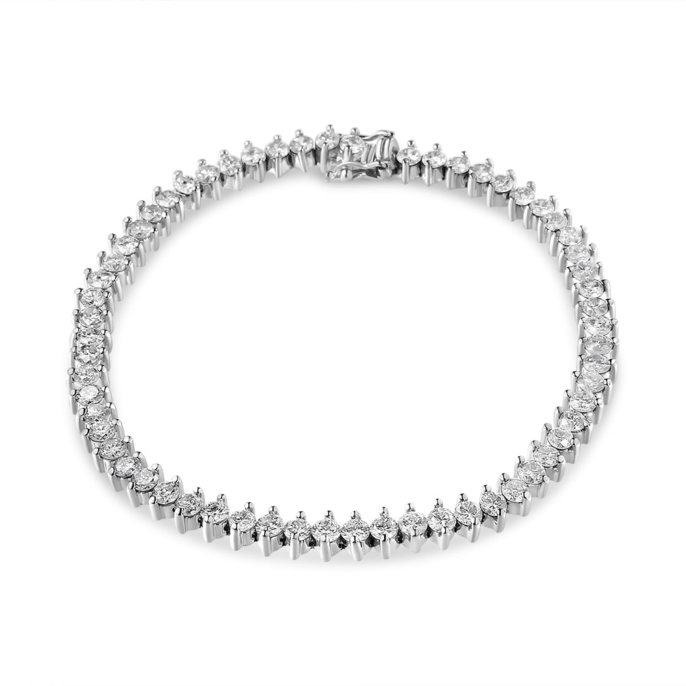 14K White Gold 5 1/2 Cttw Round Diamond 2-Prong Tennis Bracelet (H-I Color