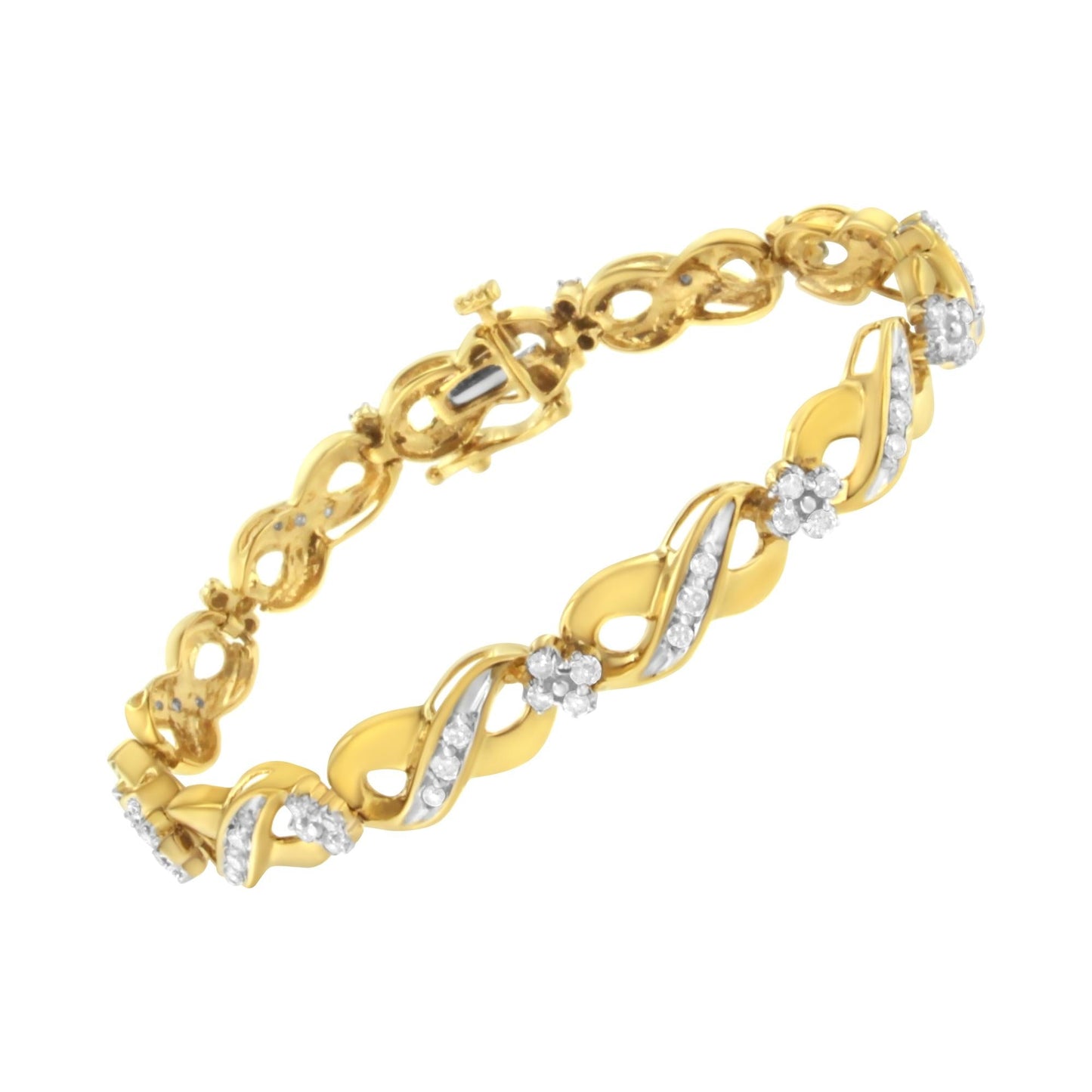 10K Yellow Gold Round-Cut Diamond Infinite Love Bracelet (1.00 cttw I-J Color