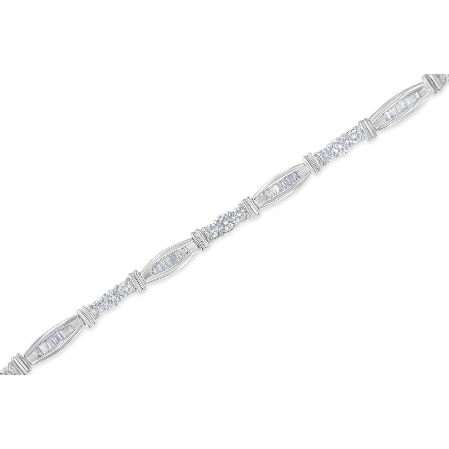 10K White Gold Geometric Pattern Diamond Tennis Bracelet (3 cttw H-I Color