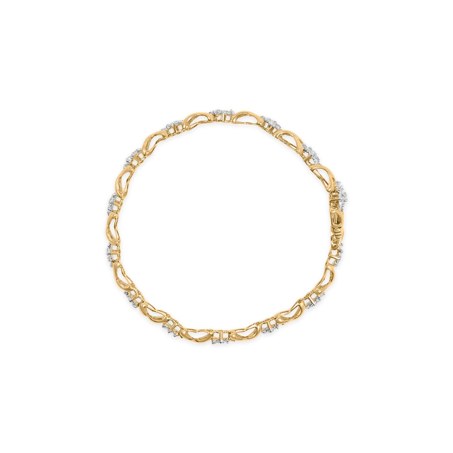 10k Yellow Gold Plated.925 Sterling Silver 2.00 Cttw Round-Cut Diamond Link