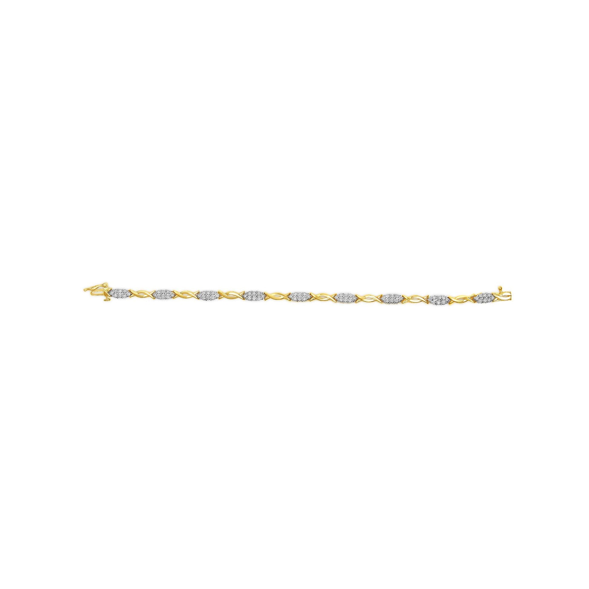 10K Yellow Gold 1.00 Cttw Round-Cut Diamond Spiral Link 7’’ Bracelet (H-I