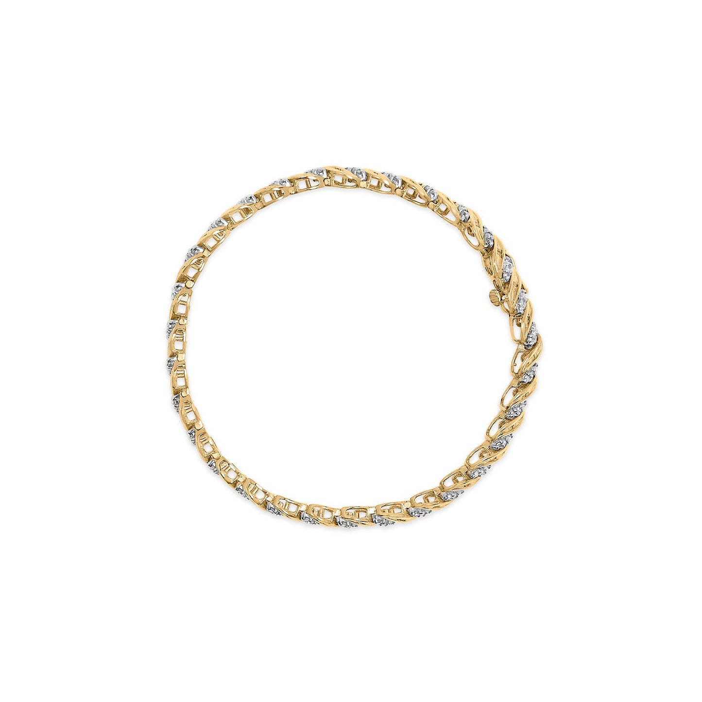 10k Yellow Gold 1.00 Cttw Round-Cut and Baguette-Cut S-Link 7.25’’ Bracelet