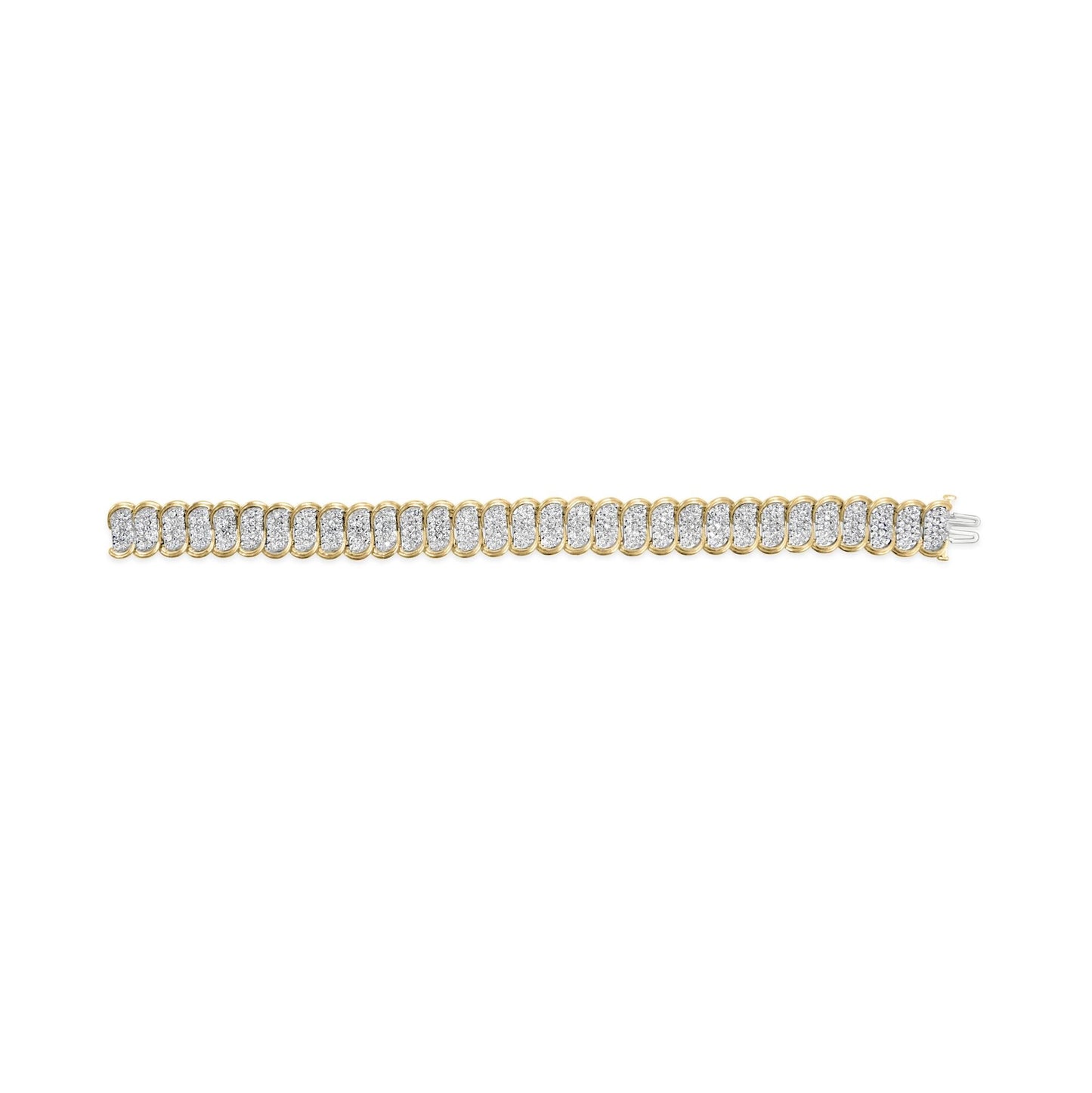 10k Yellow Gold 5.00 Cttw Diamond Oval Banded Link Bracelet (I-J Color I1-I2