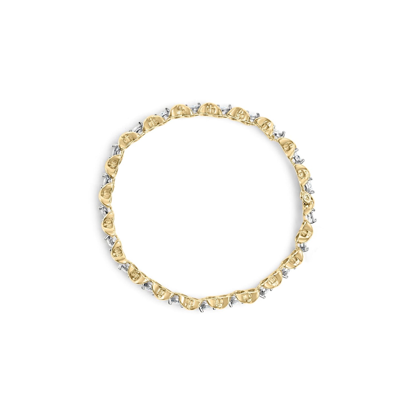 14K Yellow Gold 5.00 Cttw Round-Cut Diamond X-Link 7.5’’ Bracelet (J-K