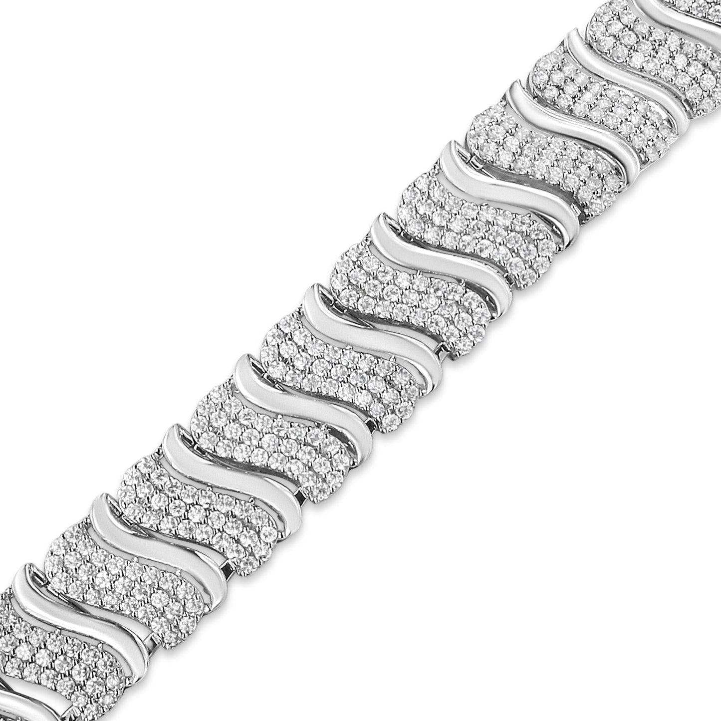 14K Gold 15.0 Cttw Diamond Chevron Wave 7.25’’ Inch Link Bracelet (J-K