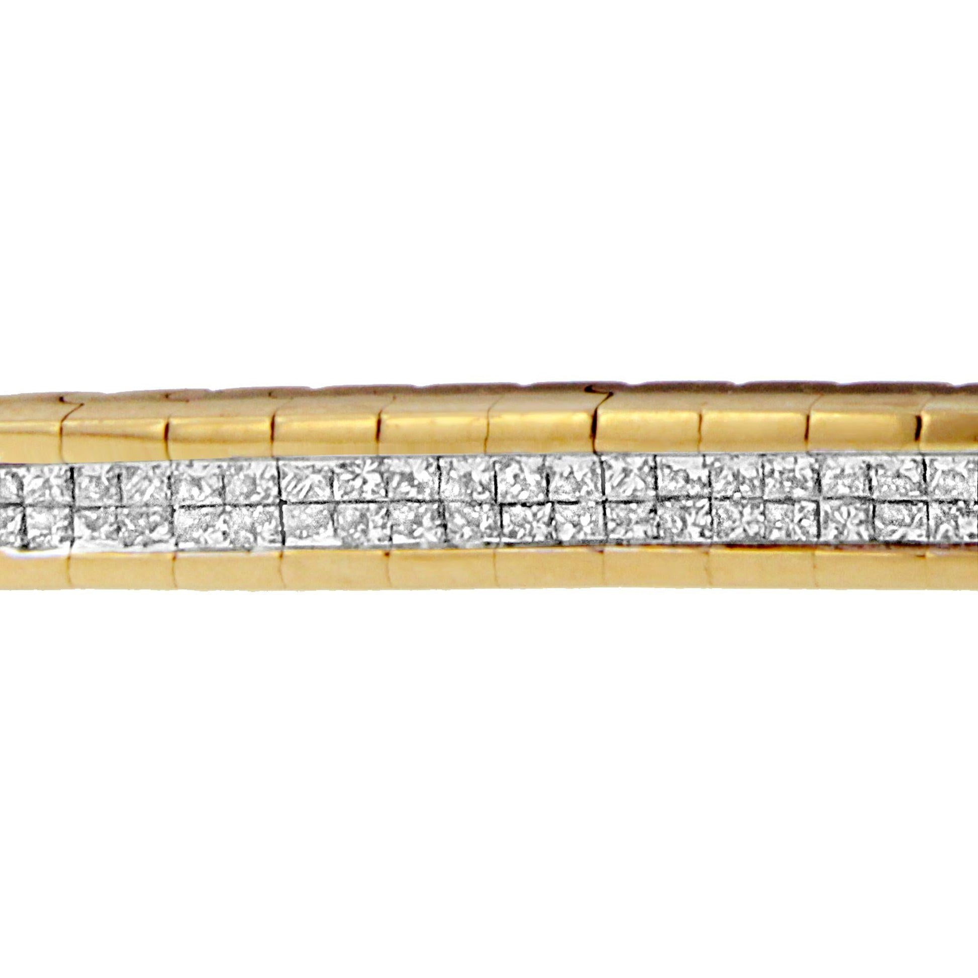 14K Yellow Gold Princess-Cut Diamond Banded Bracelet (1.10 cttw G-H Color