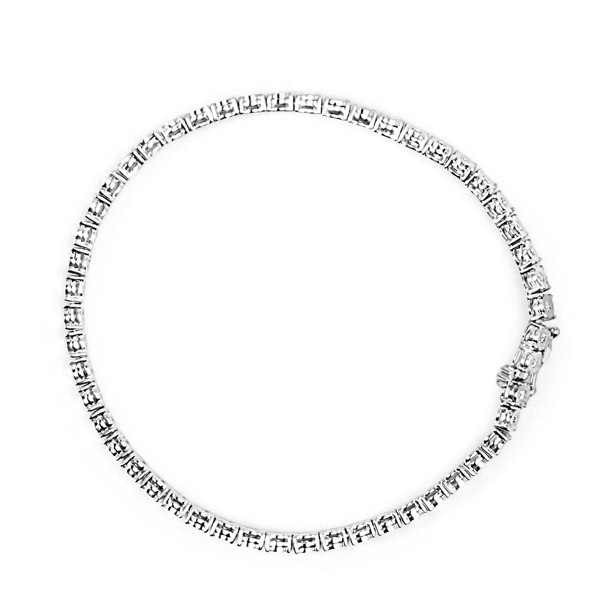 10K White Gold 1/2 Cttw Real Diamond Illusion-Set Miracle Plate Tennis Bracelet