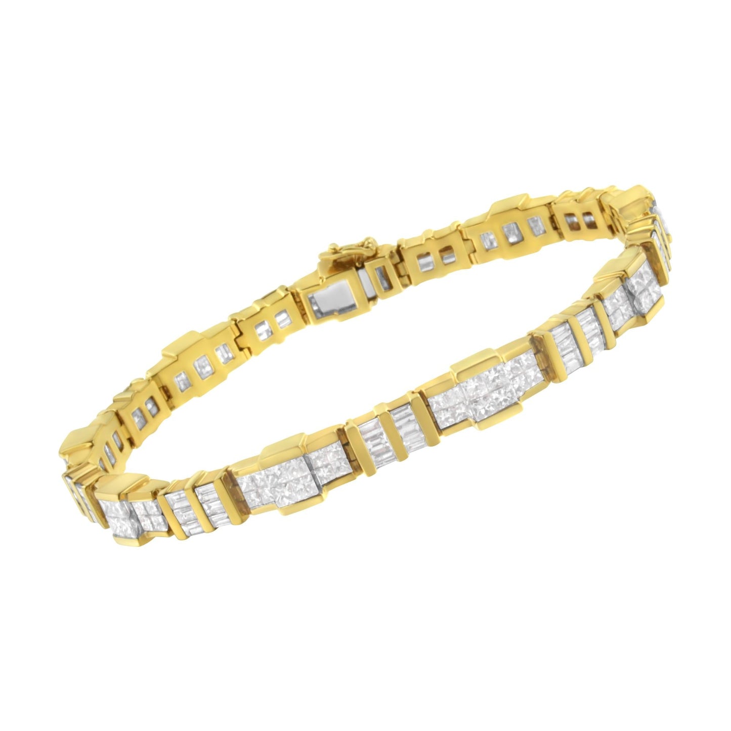 14K Yellow Gold Baguette and Princess-Cut Diamond Bracelet (8.30 cttw H-I Color