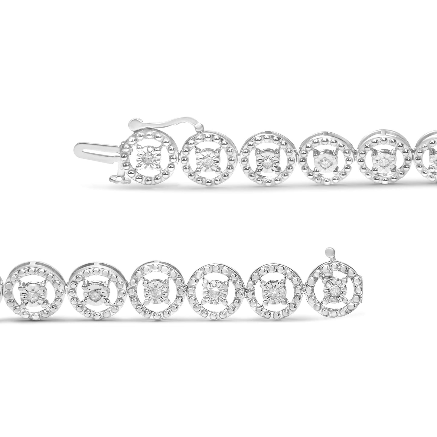 .925 Sterling Silver 1/2 Cttw Diamond Nested Circle Miracle Set Open Wheel