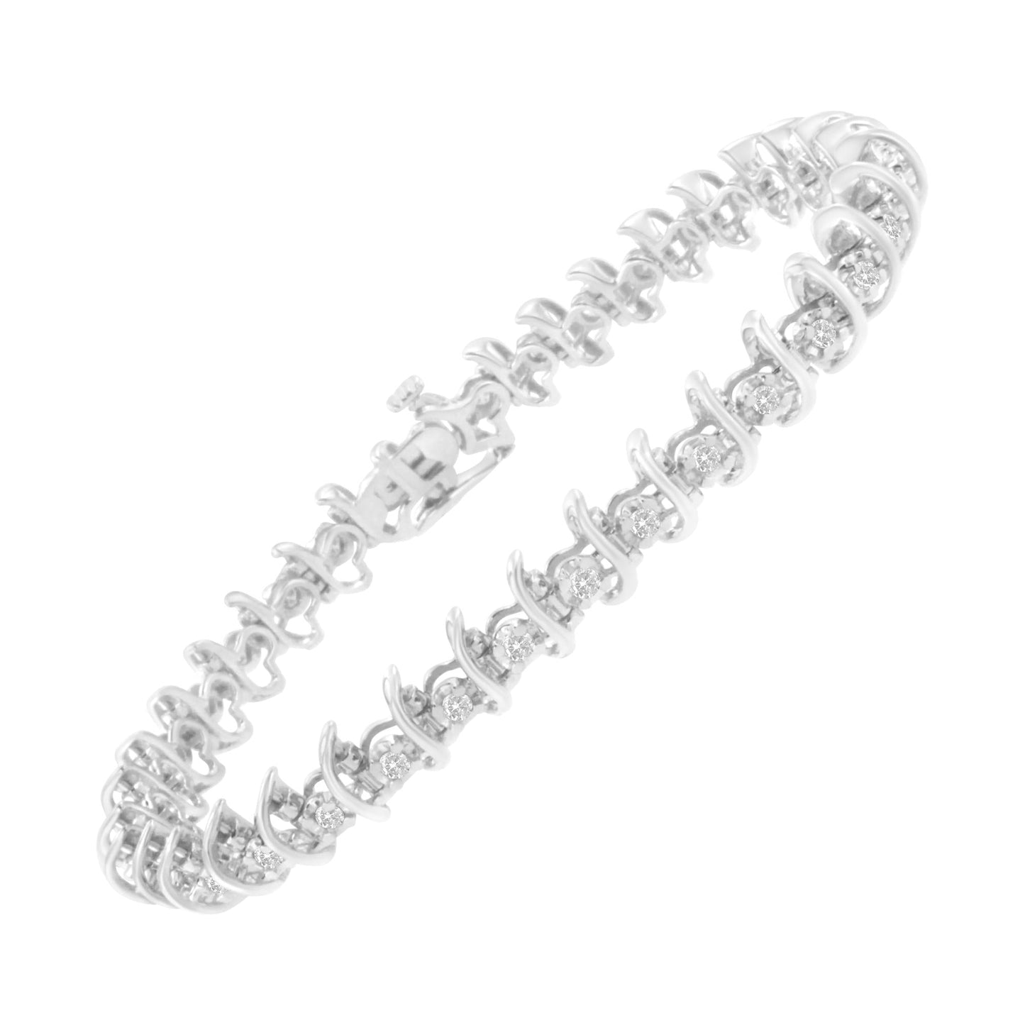 .925 Sterling Silver 1 cttw Prong-Set Diamond Link Bracelet (I-J I1-I2)