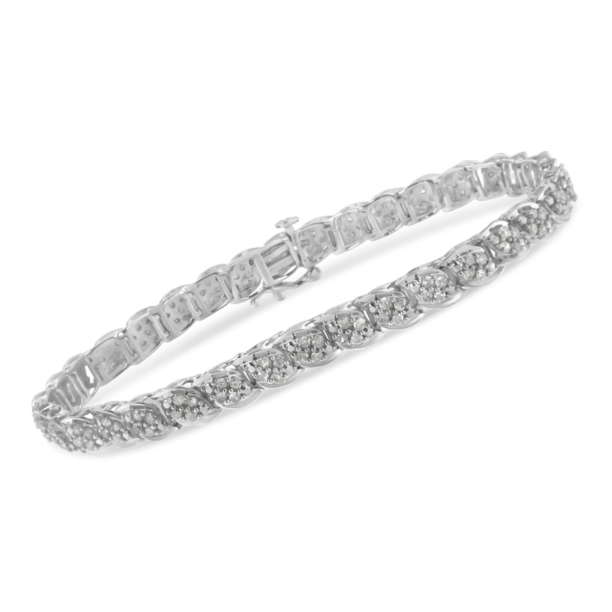 Sterling Silver Diamond Link Bracelet (2 cttw I-J Color I3 Clarity)