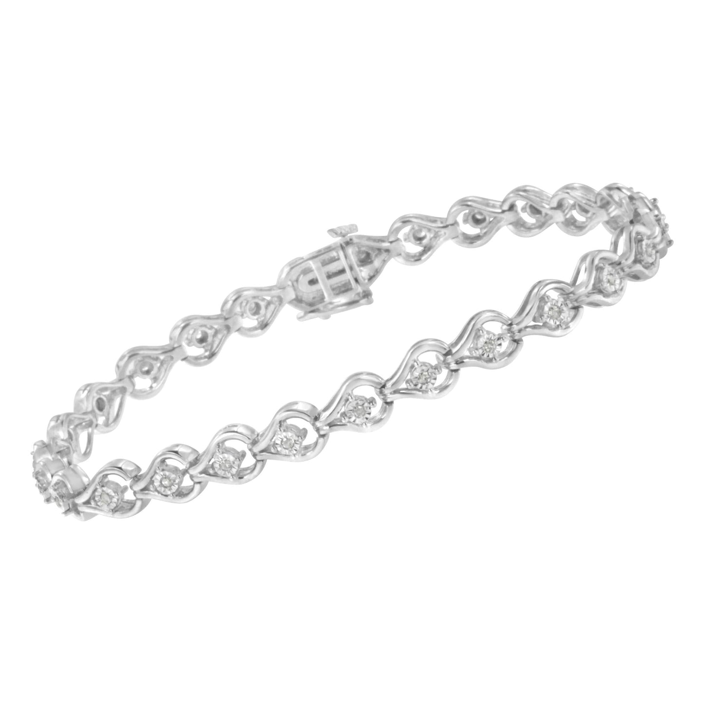 Sterling Silver Diamond Link Bracelet (1/4 cttw I-J Color I2-I3 Clarity)