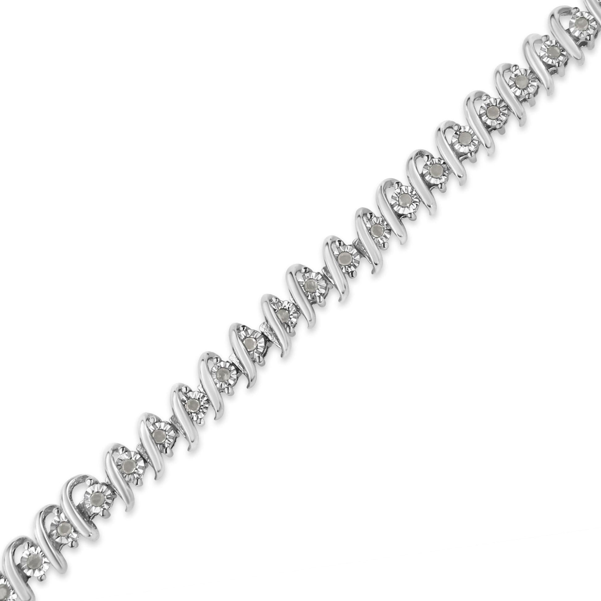 .925 Sterling Silver 1/2 Cttw Diamond S Link Tennis Bracelet (I-J Color I3