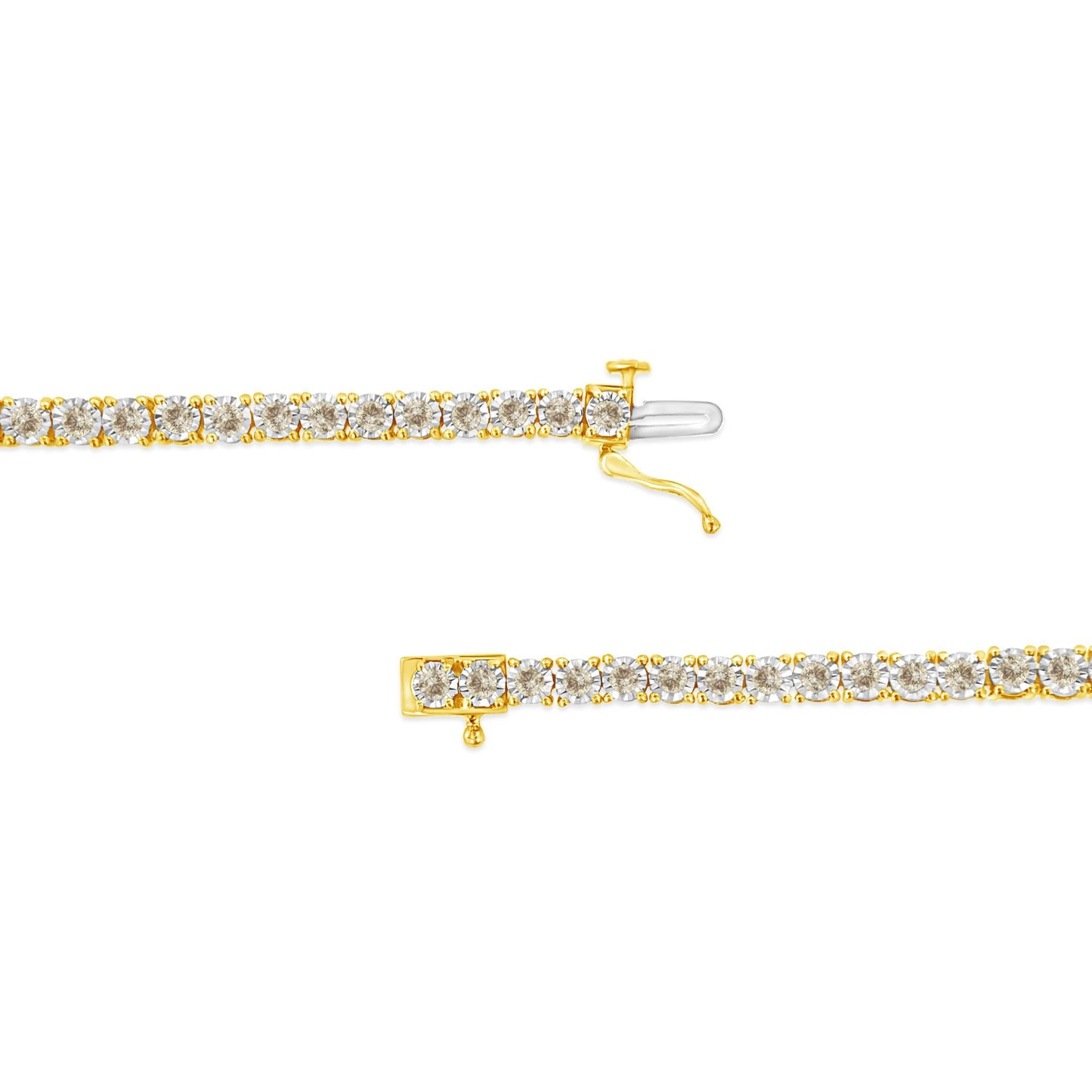 14K Yellow Gold Plated.925 Sterling Silver 3.0 Cttw Miracle-Set Diamond Tennis