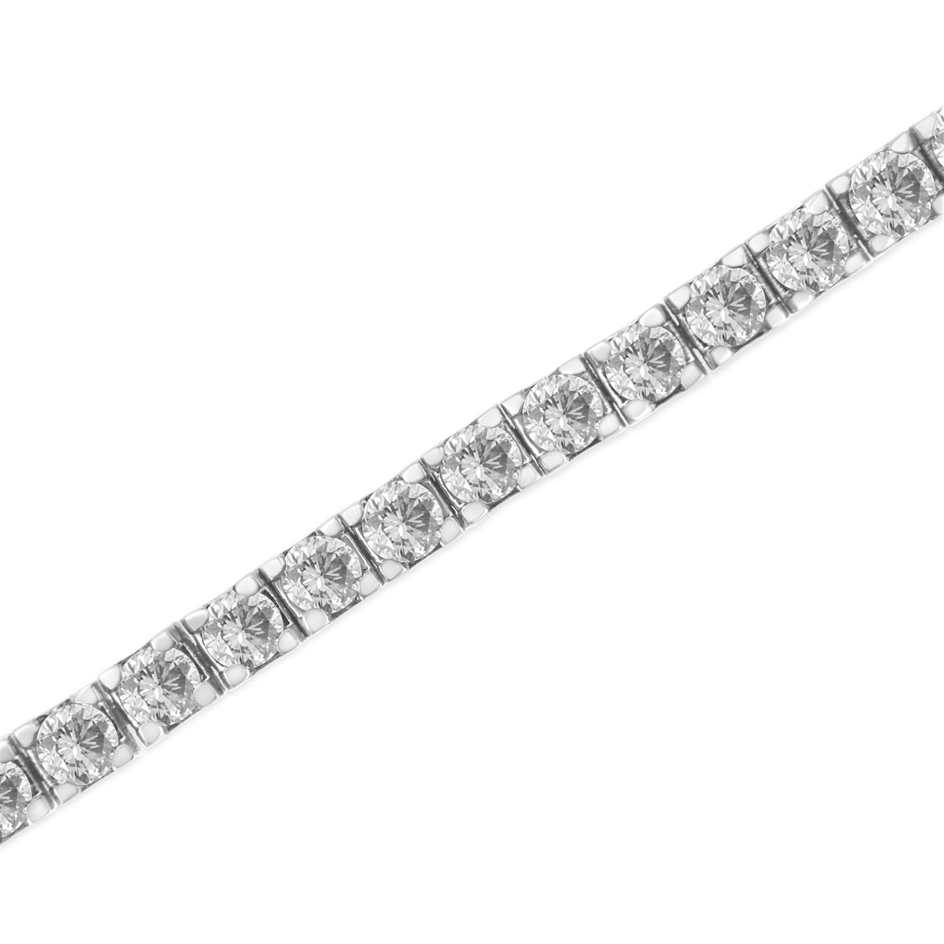 14K White Gold 4-Prong Set Lab Grown Round Diamond Classic Tennis Bracelet (F-G