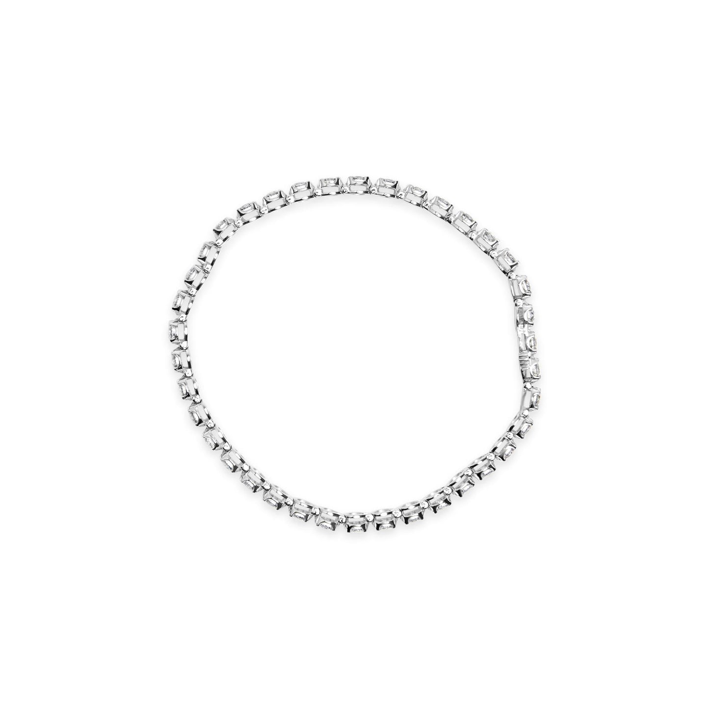 10K White Gold 3.00 Cttw Miracle Set Diamond Bezel Link Style Tennis Bracelet