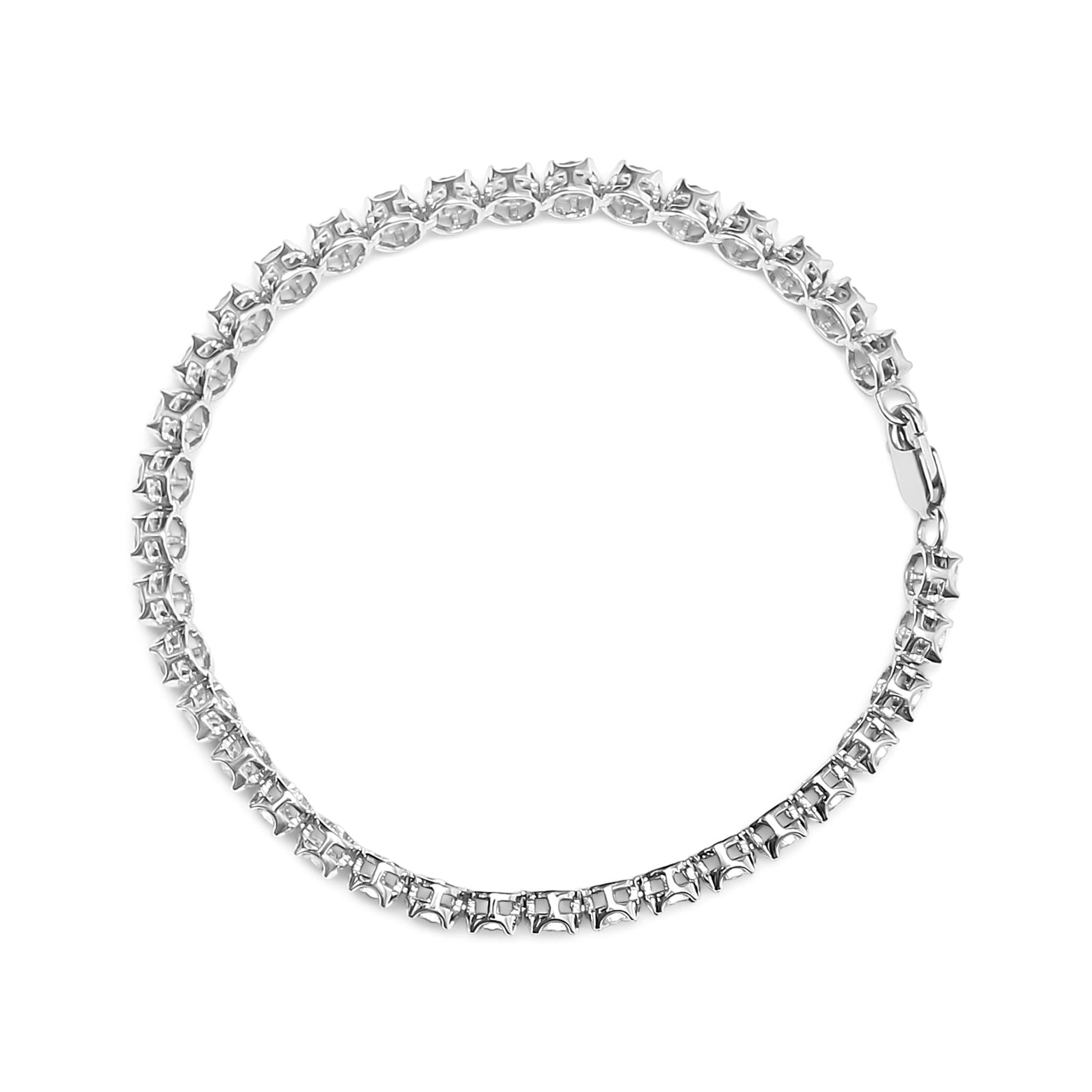 .925 Sterling Silver 1/10 Cttw Miracle Set Diamond and Bead Link 7.25’’