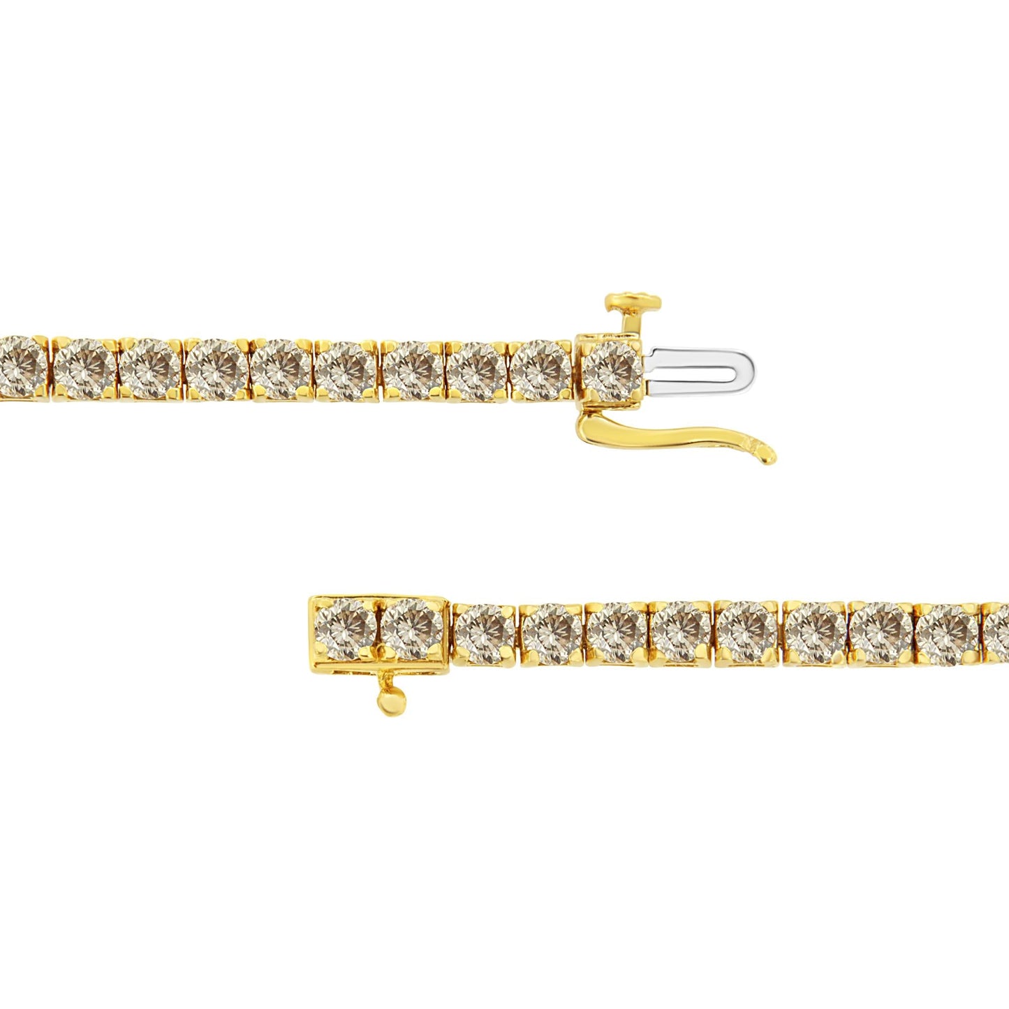 14K Yellow Gold Plated.925 Sterling Silver 8.0 Cttw Diamond Classic Link Tennis