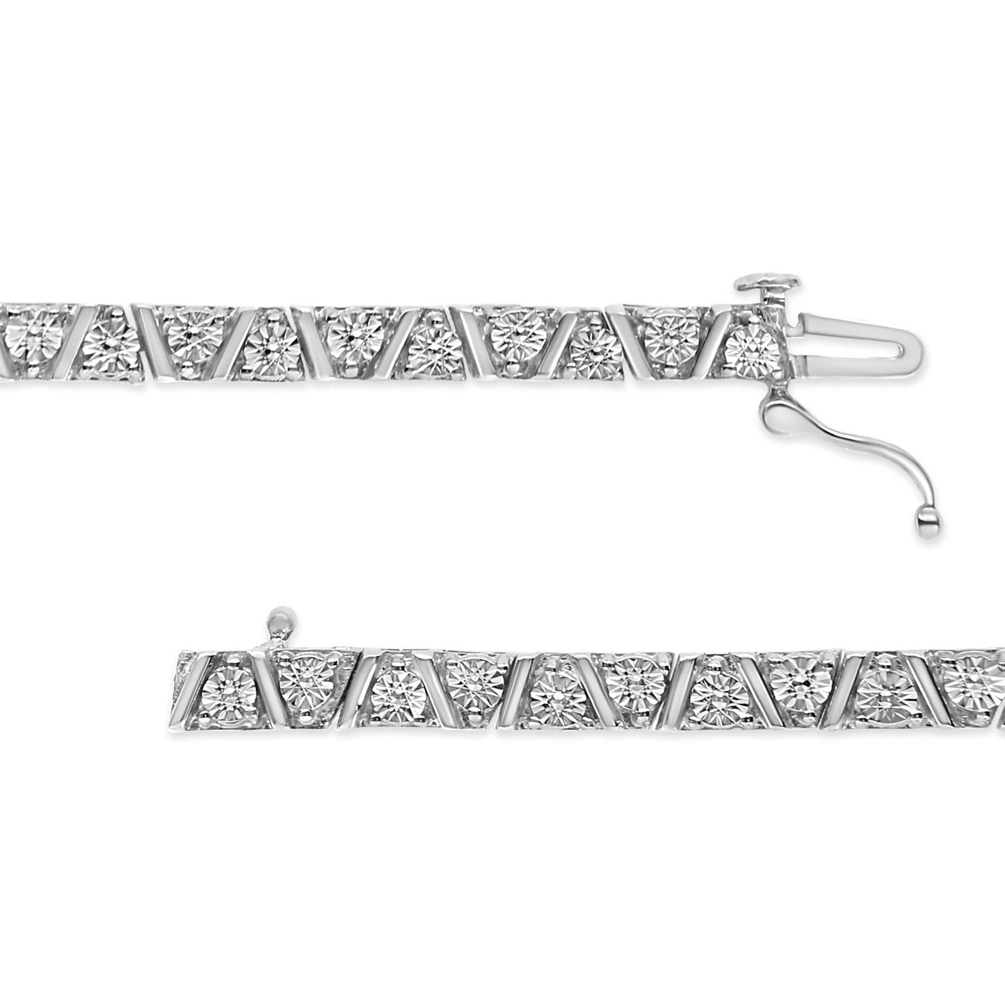 .925 Sterling Silver 1/4 Cttw Miracle-Set Diamond Modern Tennis Bracelet (I-J