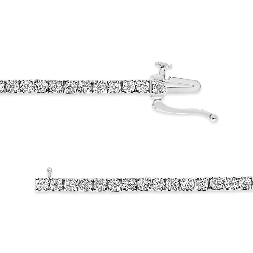 14K White Gold 1.0 Cttw Miracle Set Round-Cut Lab Grown Diamond Illusion Tennis Bracelet (F-G Color, VS2-SI1 Clarity) Size 7"