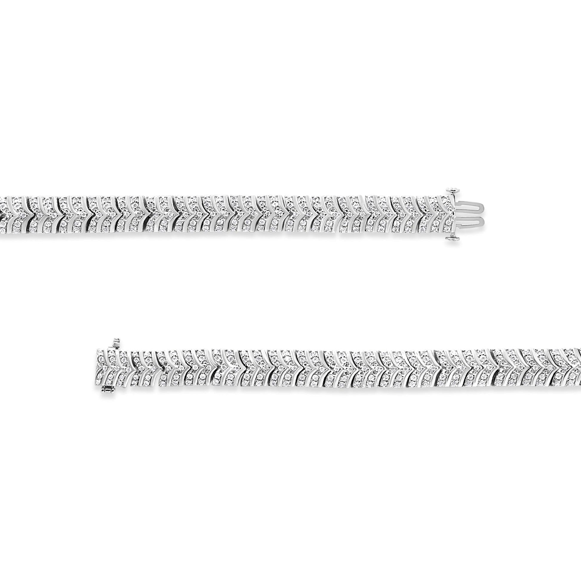 .925 Sterling Silver 3.00 Cttw Diamond Chevron Link Bracelet (I2-I3 Clarity I-J