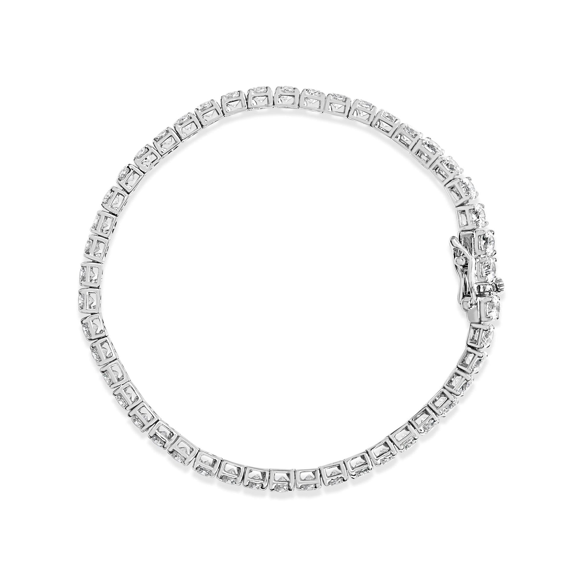 14K White Gold 4-Prong Set Lab Grown Round Diamond Classic Tennis Bracelet (F-G