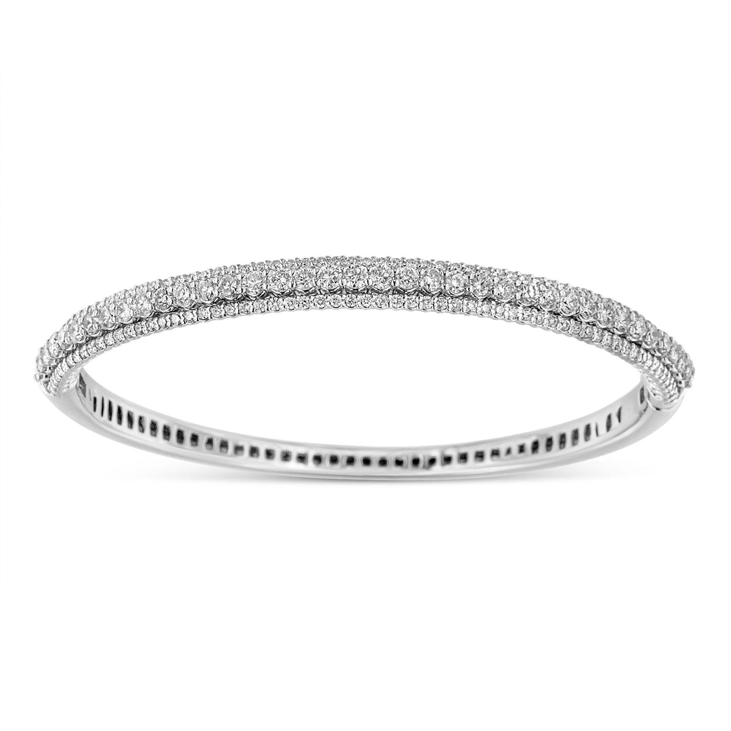 14K White Gold Round-Cut Diamond Bangle (3 cttw H-I Color SI1-SI2 Clarity)