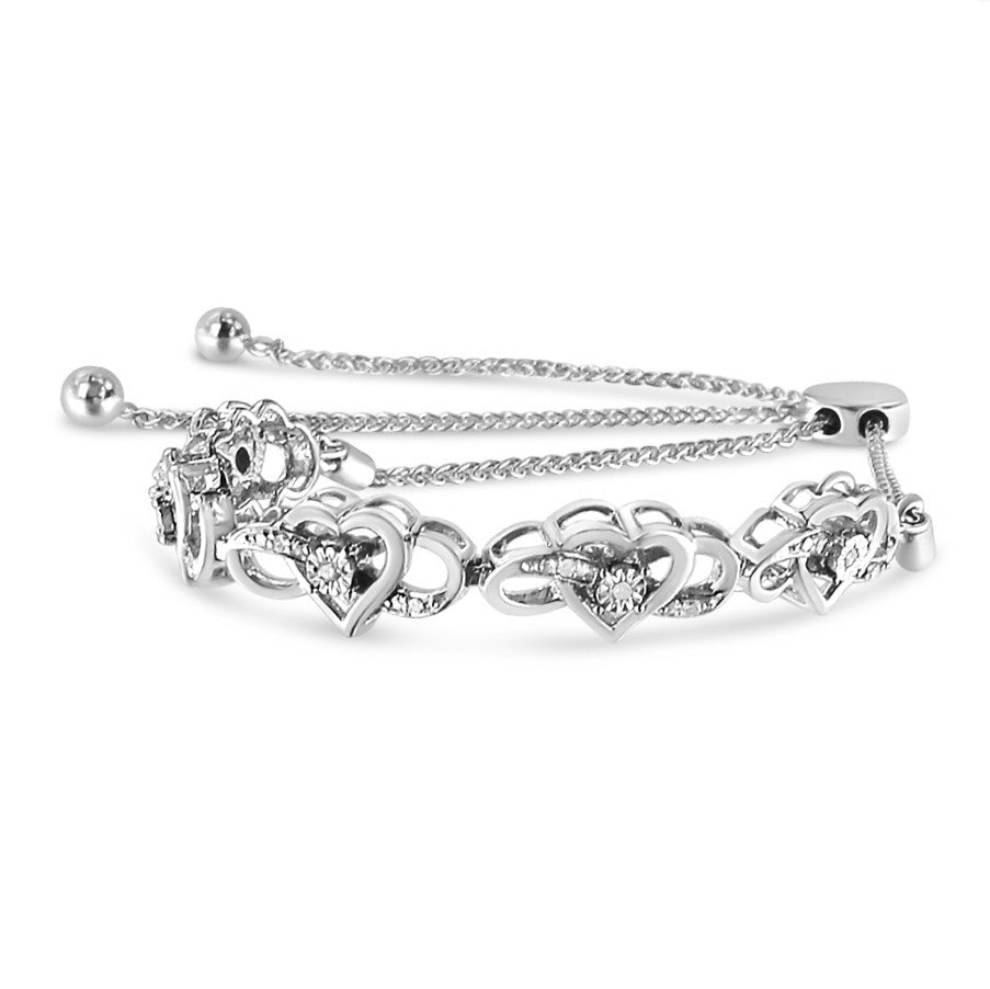 .925 Sterling Silver Miracle Set Diamond Accented Infinity Hearts 6”-9”