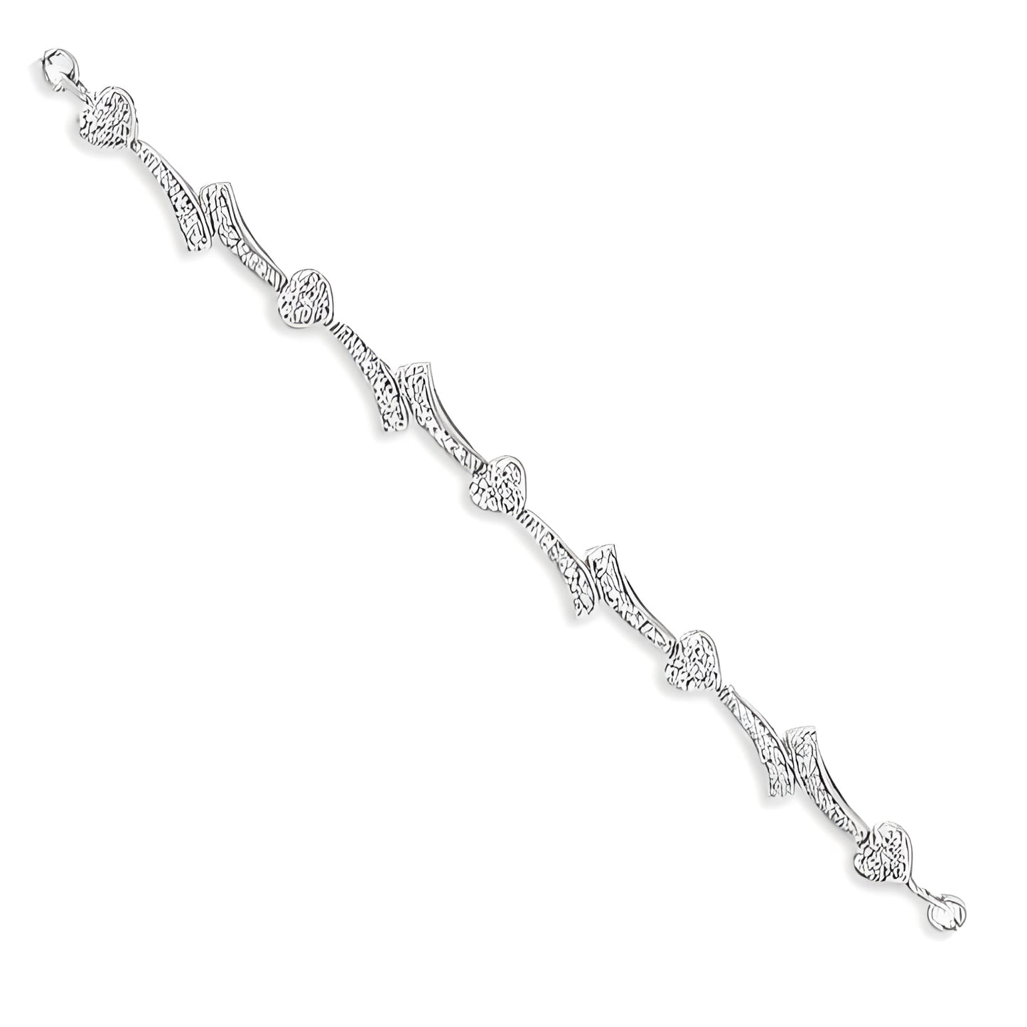 .925 Sterling Silver Diamond Accent Heart and Wave Link Bolo Bracelet (I-J