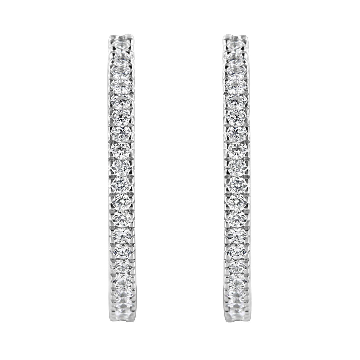 10KT White Gold 1 cttw Diamond Hoop Earrings (I-J Clarity, I2-I3 Color)