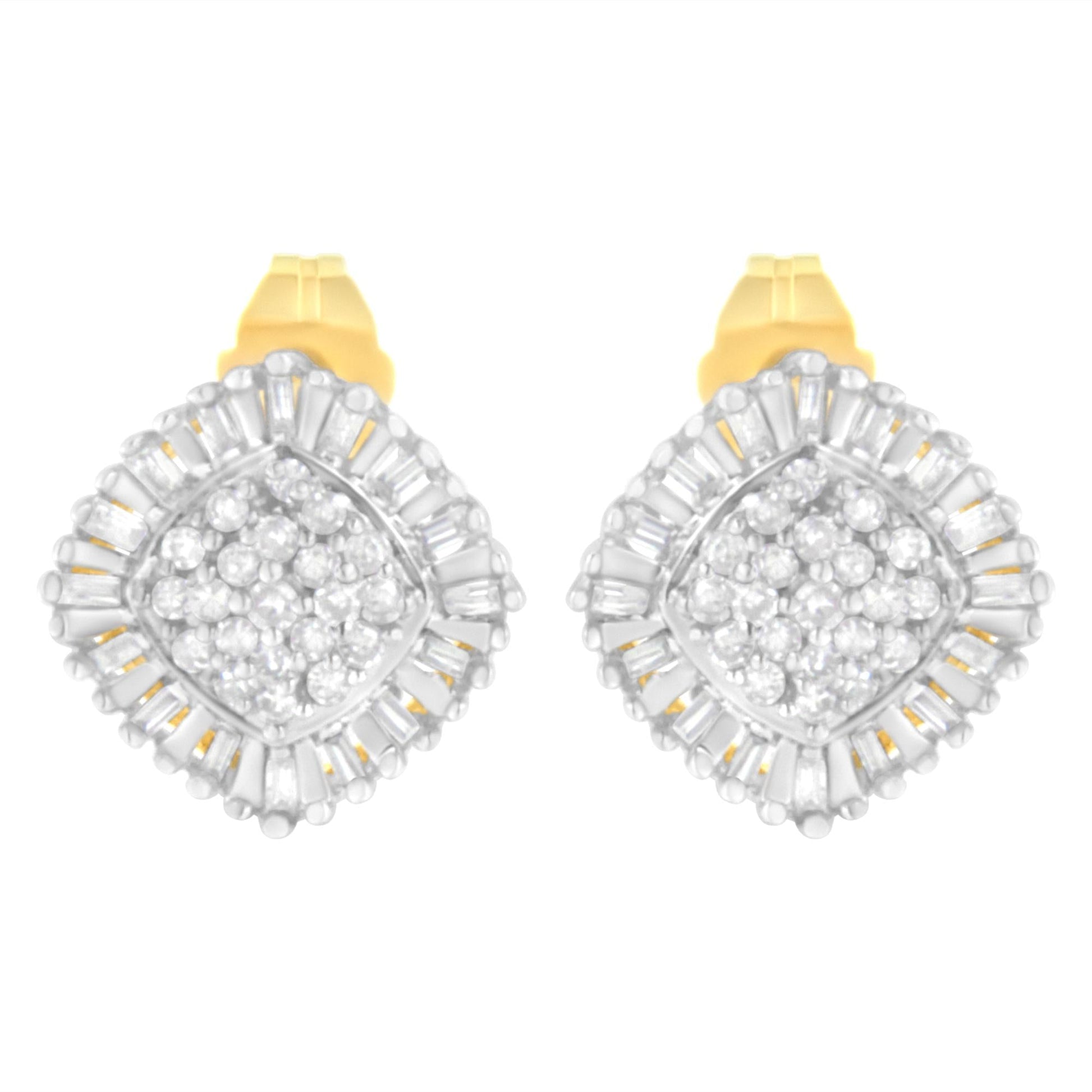 10K Yellow Gold 1/2 cttw Diamond Cluster Cocktail Stud Earrings (I-J I1-I2)