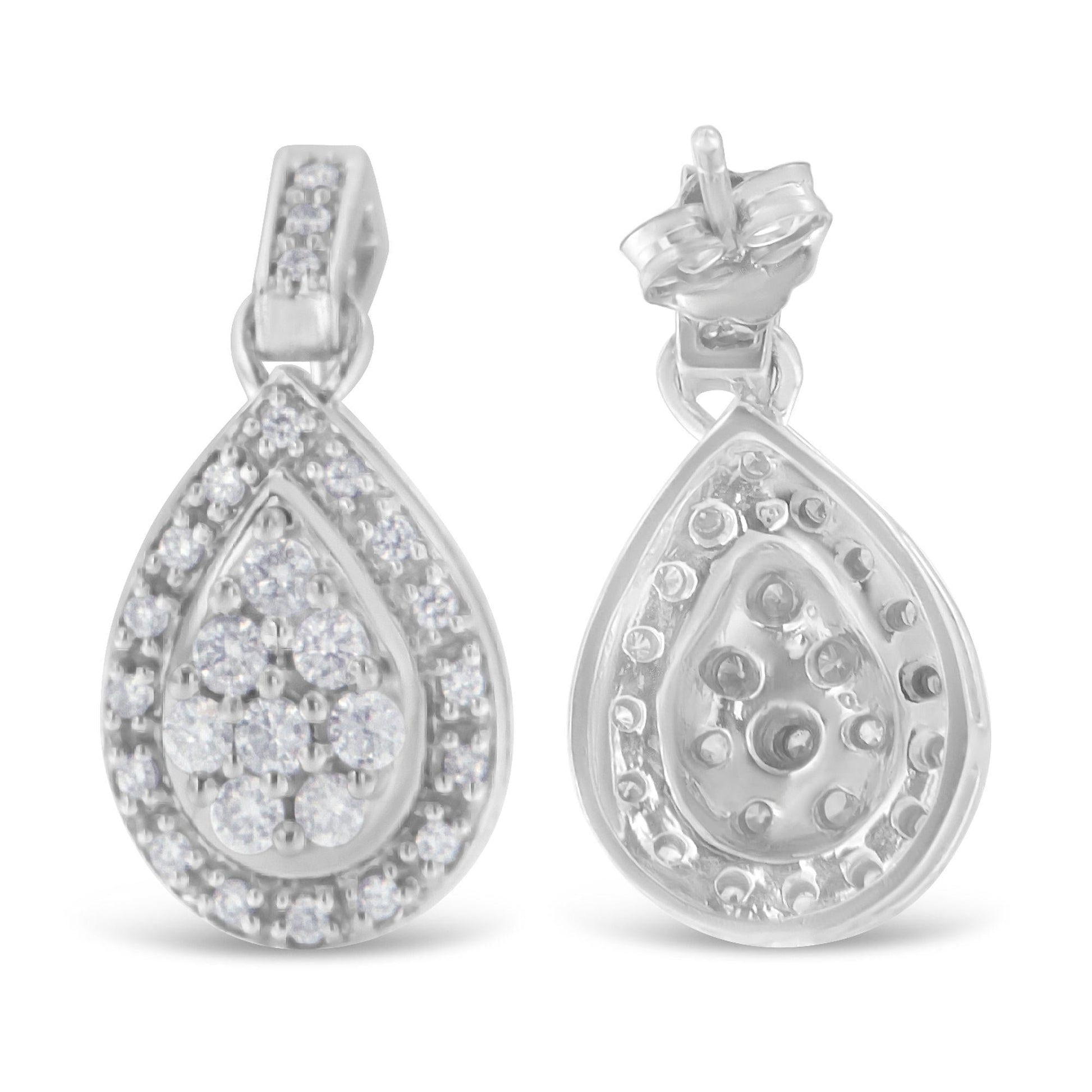 10k White Gold Round Cut Diamond Earrings (0.75 cttw H-I Color I1-I2 Clarity)