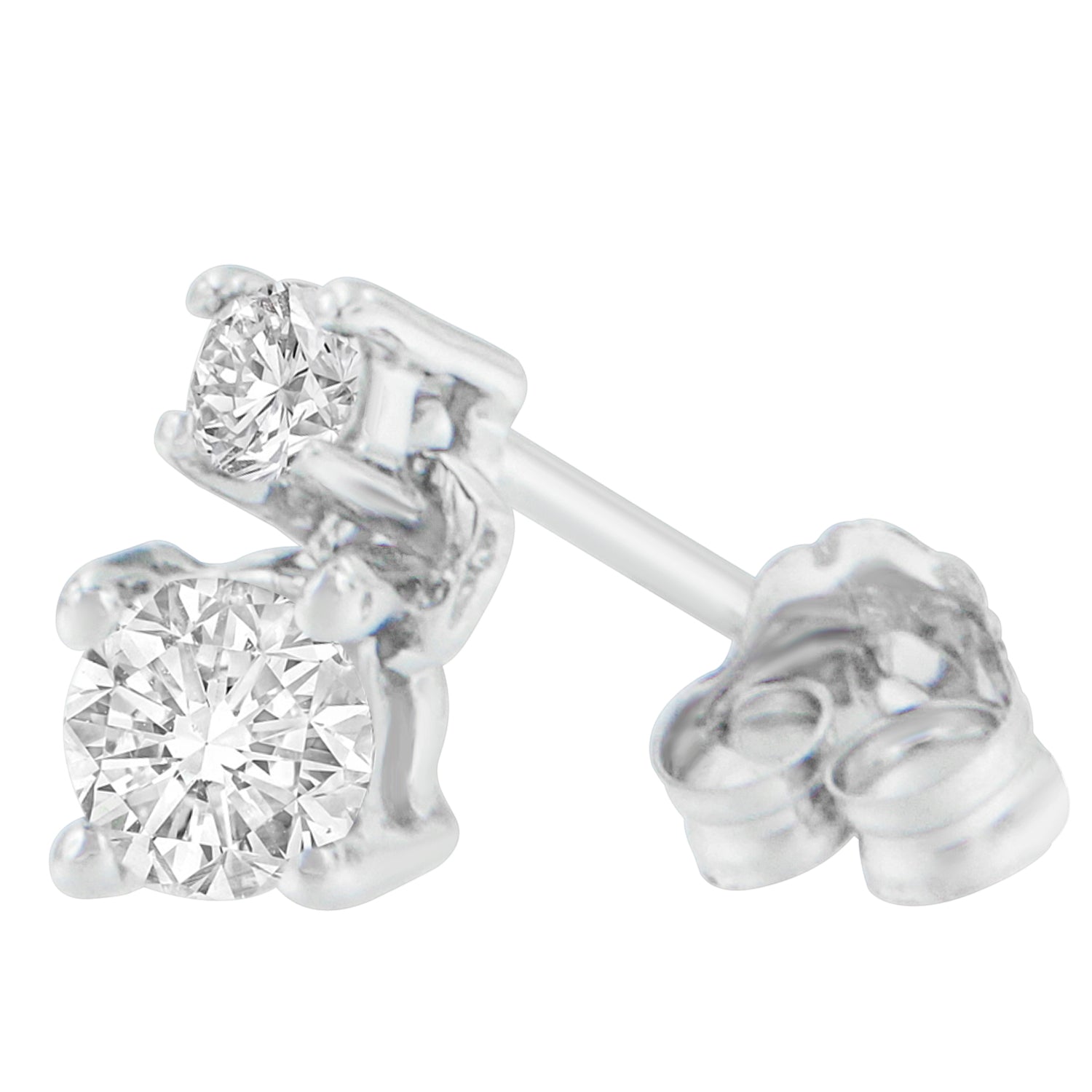 14K White Gold 1/2 cttw Round Cut Diamond Earrings (H-I SI2-I1)