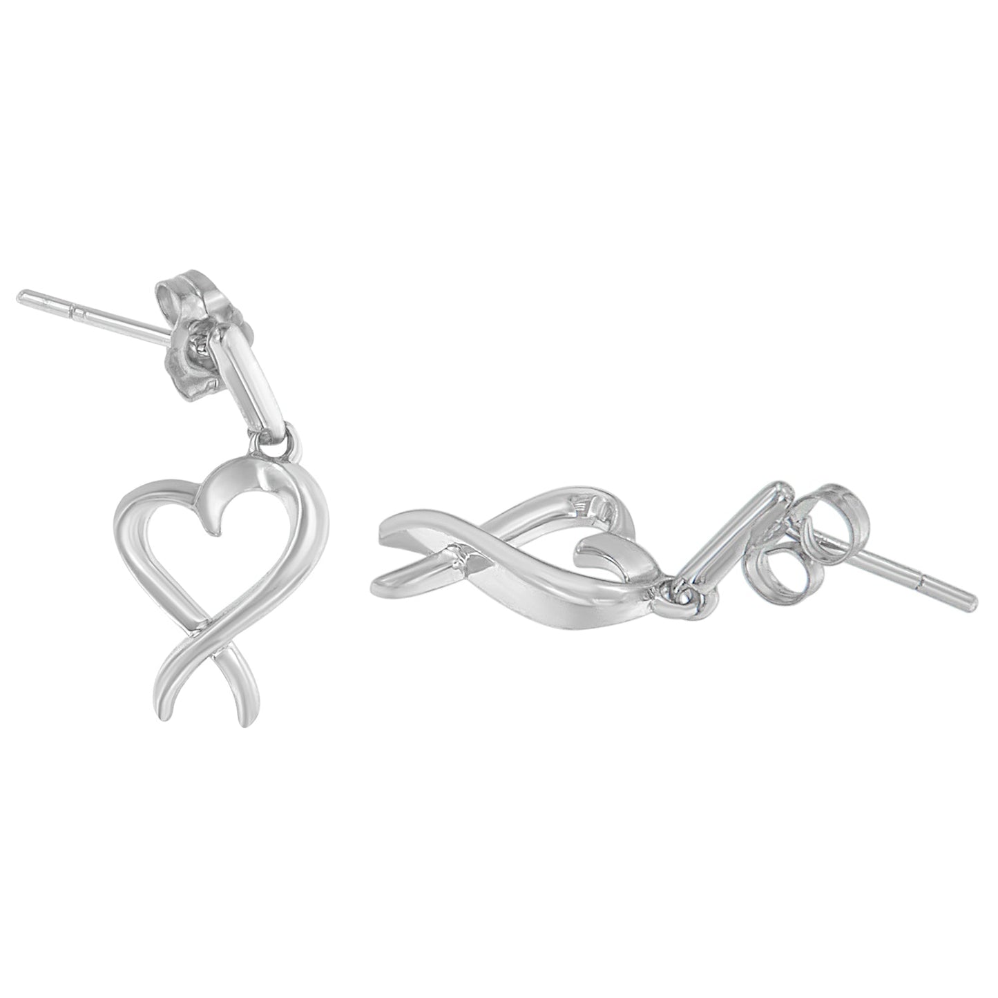 Sterling Silver Dangle-Heart Earrings - Earrings/Earrings/