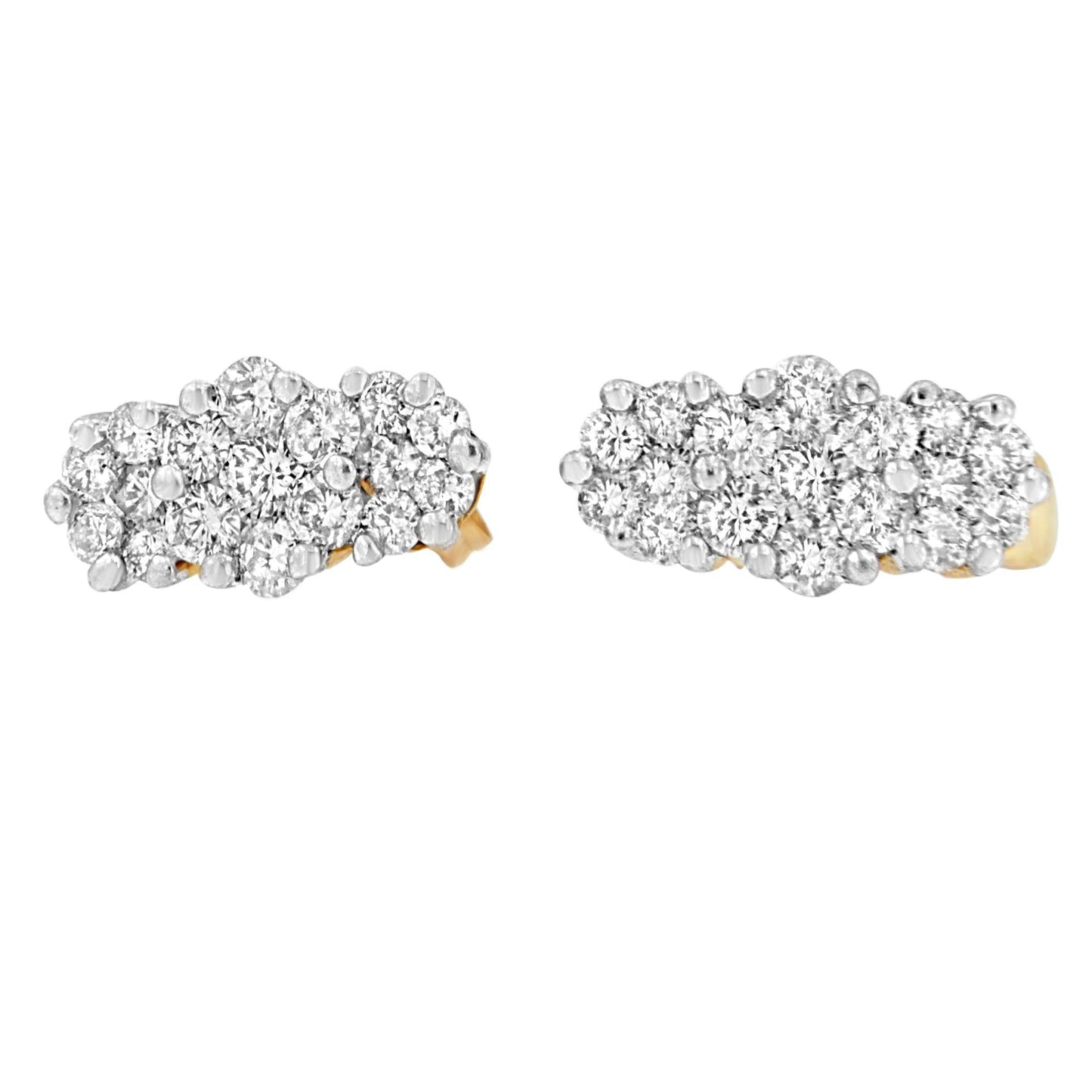 14K Yellow Gold 2 1/20 cttw Round Cut Diamond Cluster Earrings (I-J I1-I2)