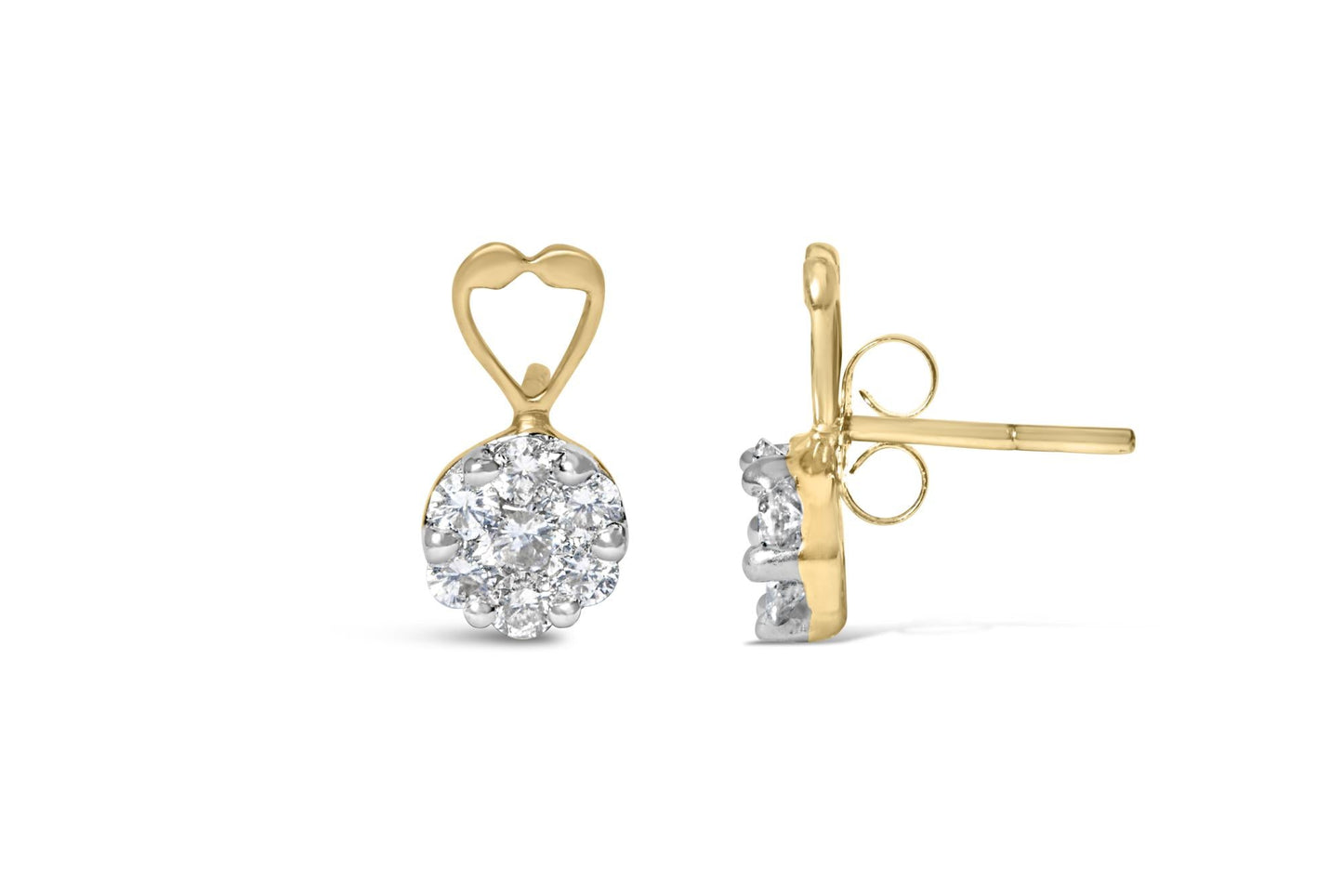 14K Yellow Gold 1ct. TDW Round-cut Diamond Earrings (I-J,SI2-I1)