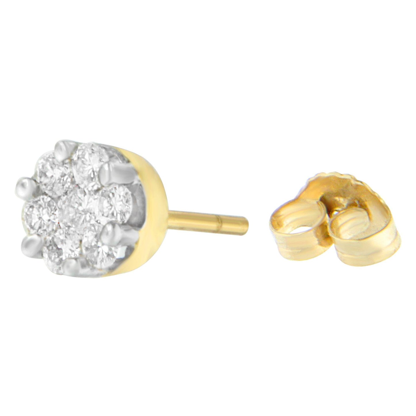 14K Yellow Gold 3/4 cttw Round Cut Diamond Stud Earring (I-J SI2-I1)