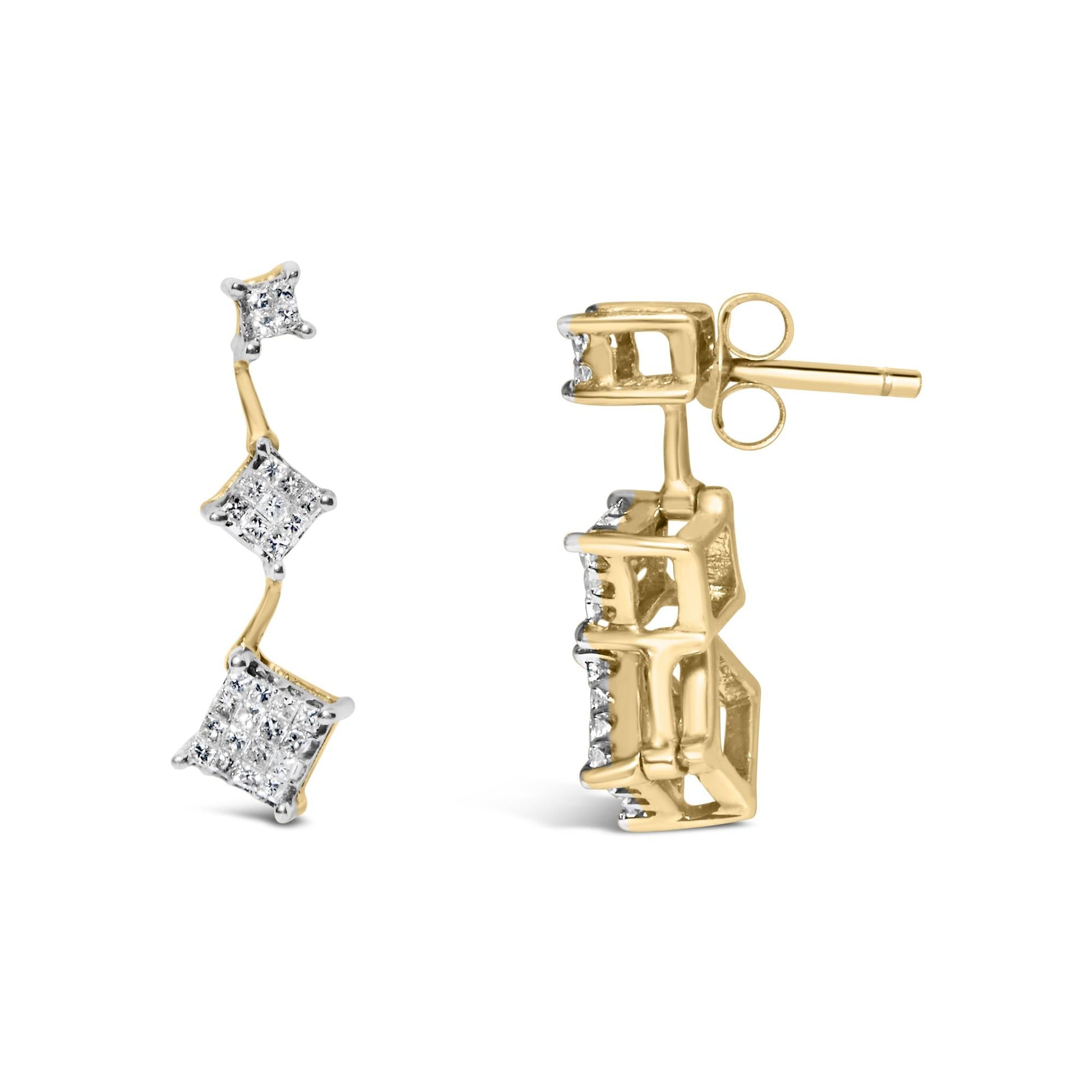 14K Yellow Gold 1 cttw Princess Cut Diamond Earrings (H-I SI1-SI2)