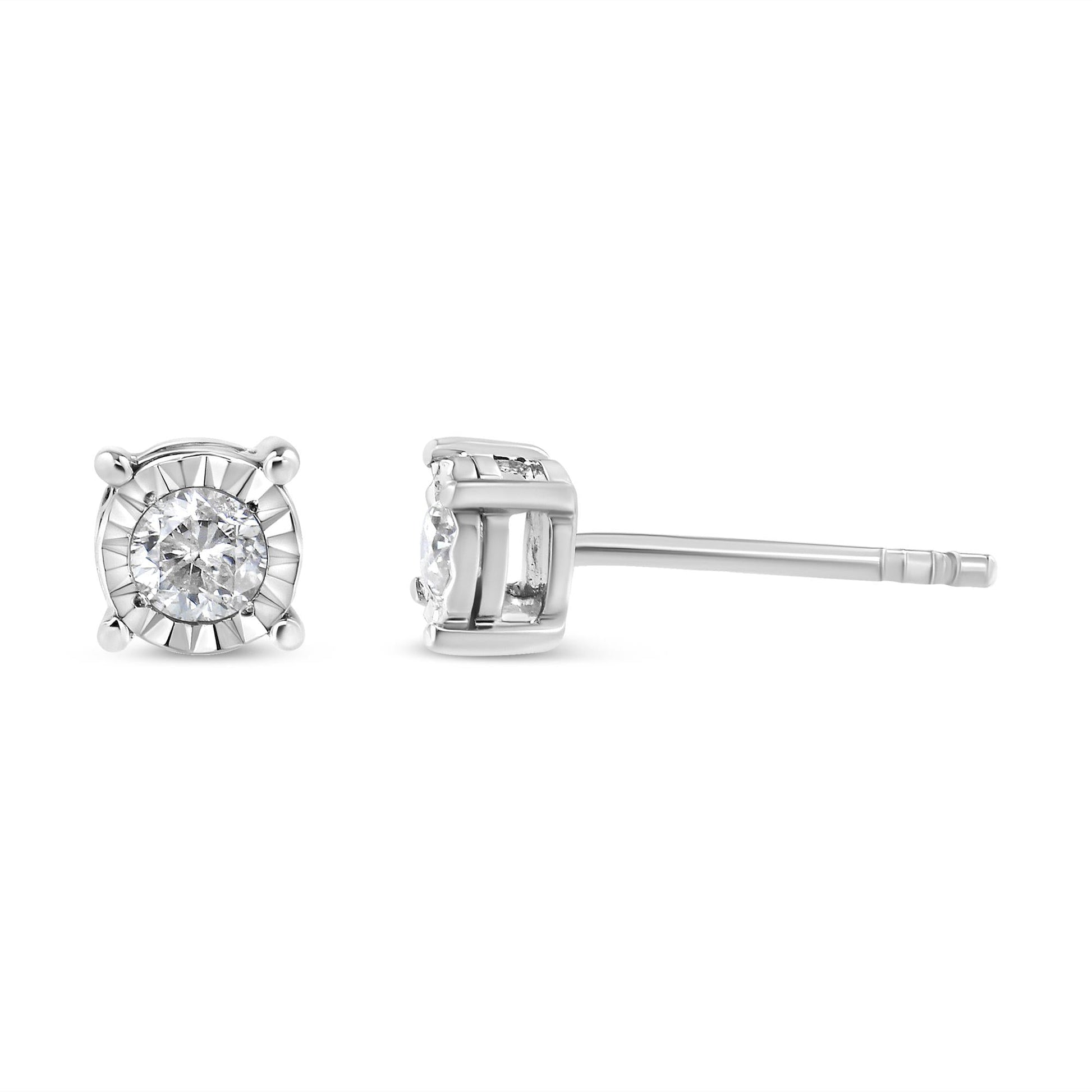 .925 Sterling Silver 1/5 Cttw Round Near Colorless Diamond Miracle-Set Stud