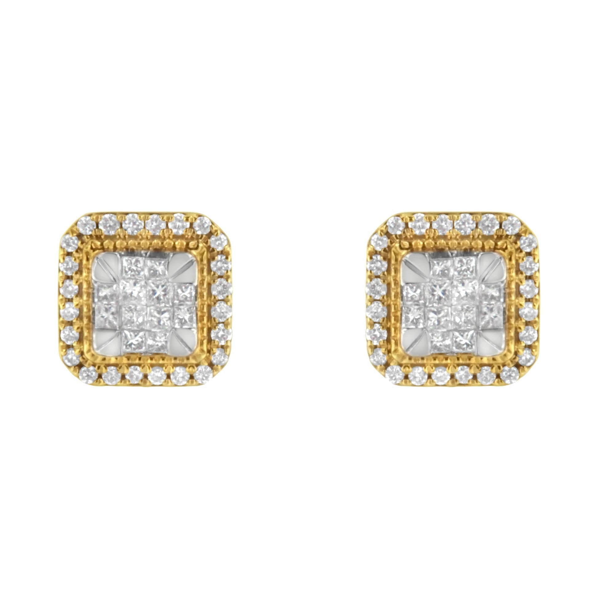 10KT Yellow Gold Diamond Stud Earrings (1/2 cttw H-I Color SI2-I1 Clarity)