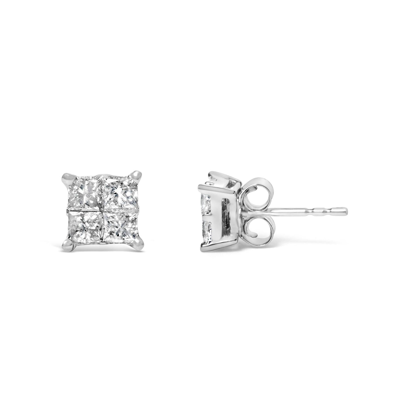 10K White Gold Diamond Stud Earrings (3/4 cttw, H-I Color, SI2-I1 Clarity)