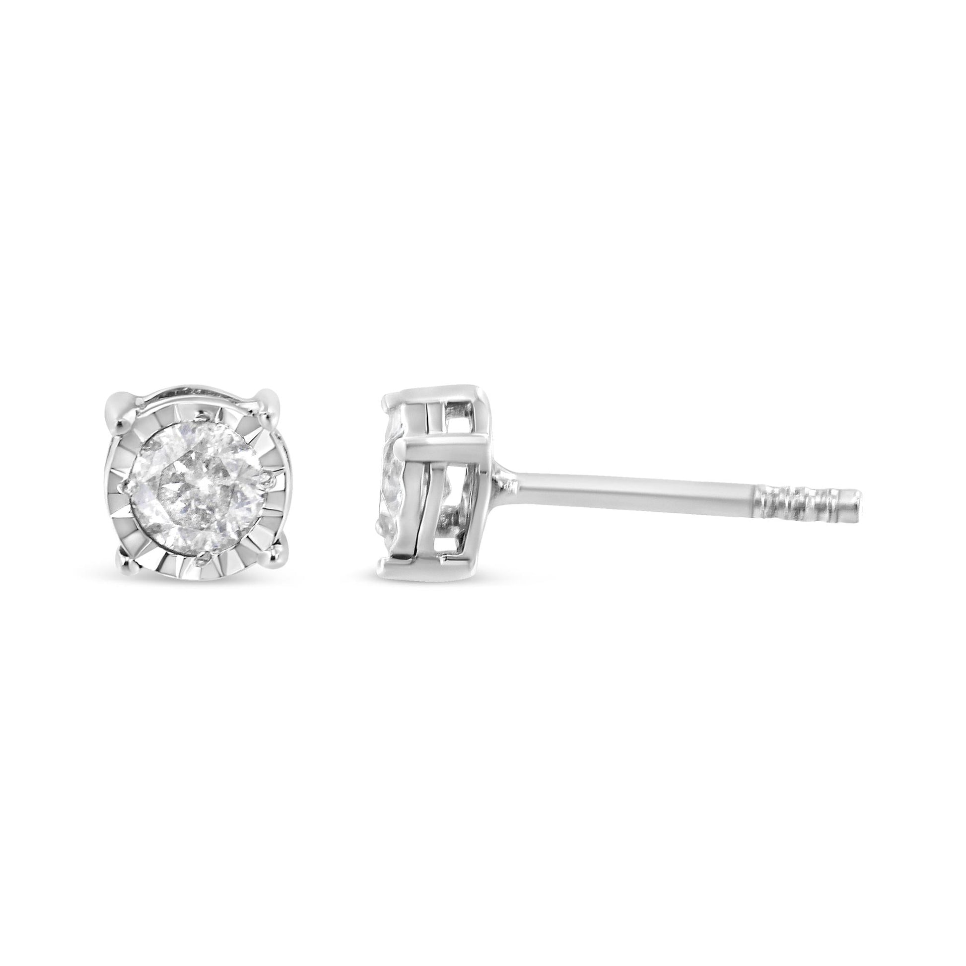 .925 Sterling Silver 3/8 Cttw Miracle-Set Round Brilliant Cut Diamond Solitaire