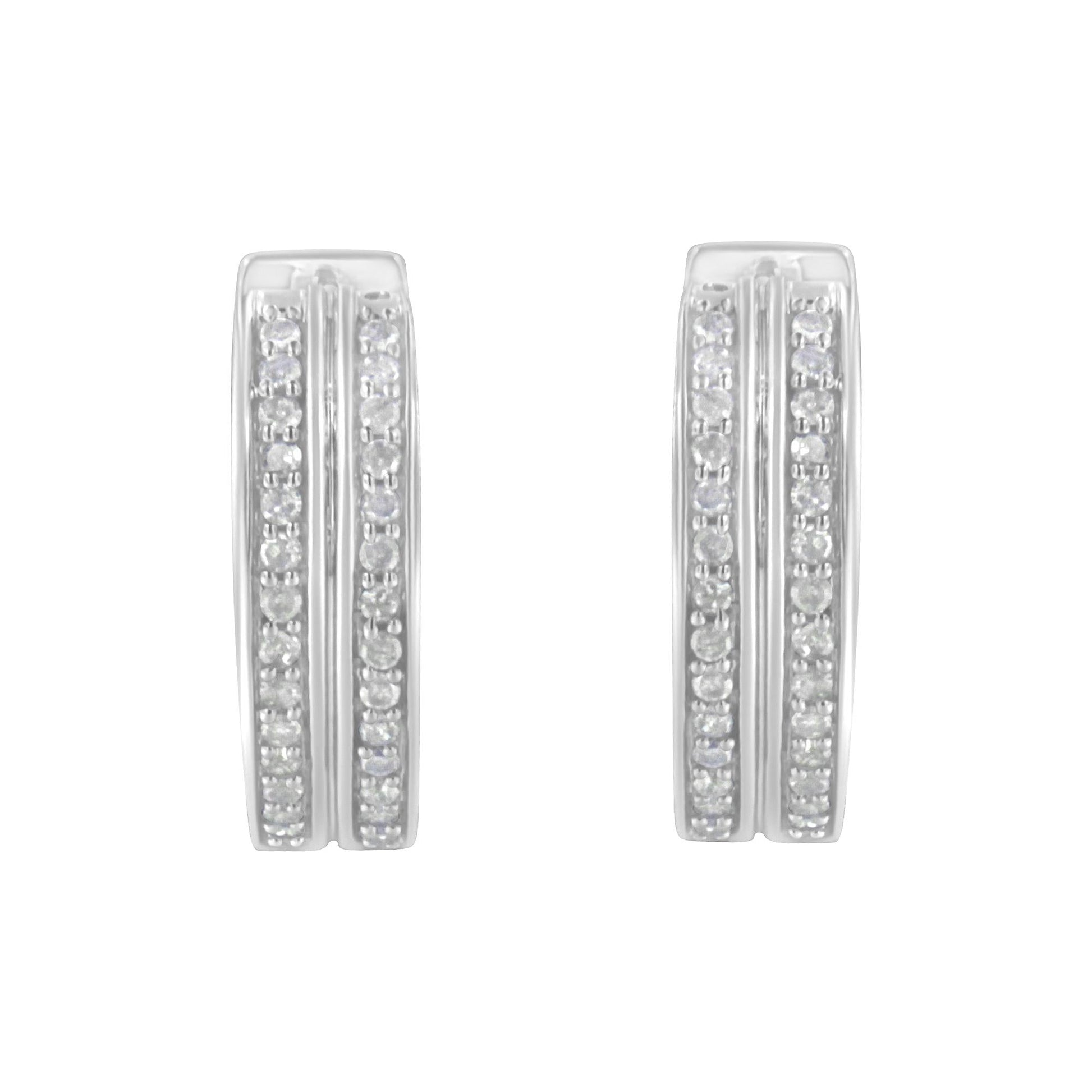 10K White Gold Diamond Hoop Earring (1/2 cttw I-J Color I2-I3 Clarity)