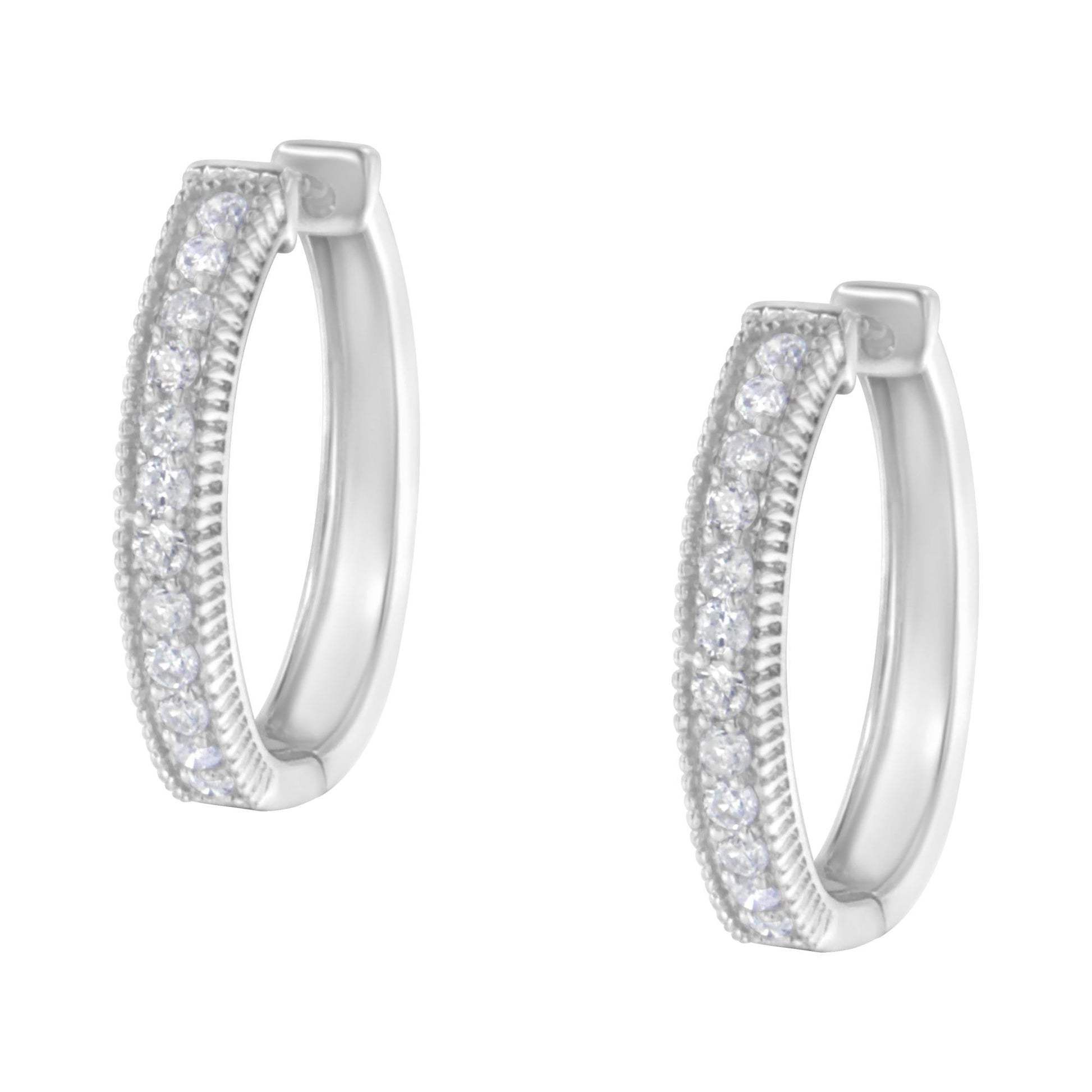 10KT White Gold Diamond Hoop Earring (1.00 cttw H-I Color I1-I2 Clarity)